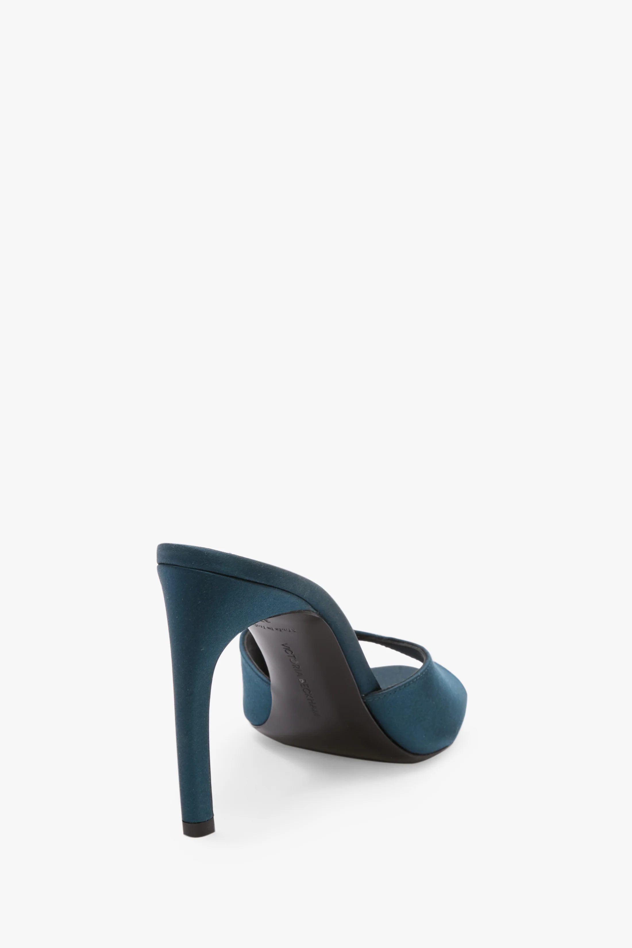 Harlow Mule 100 In Teal Blue Satin - Image 3