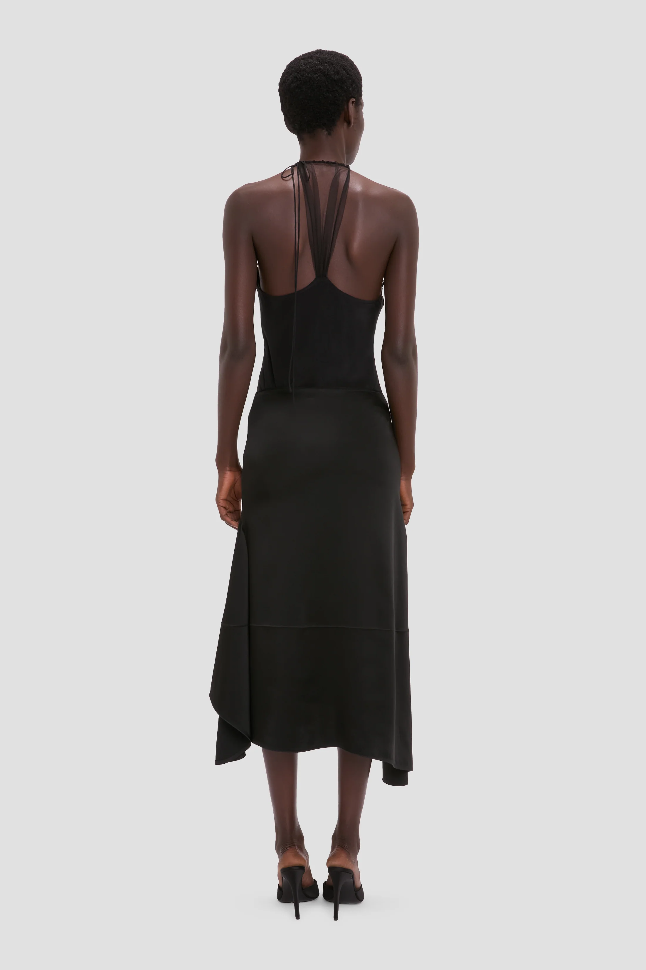 Asymmetric Midi Skirt In Black - Image 4