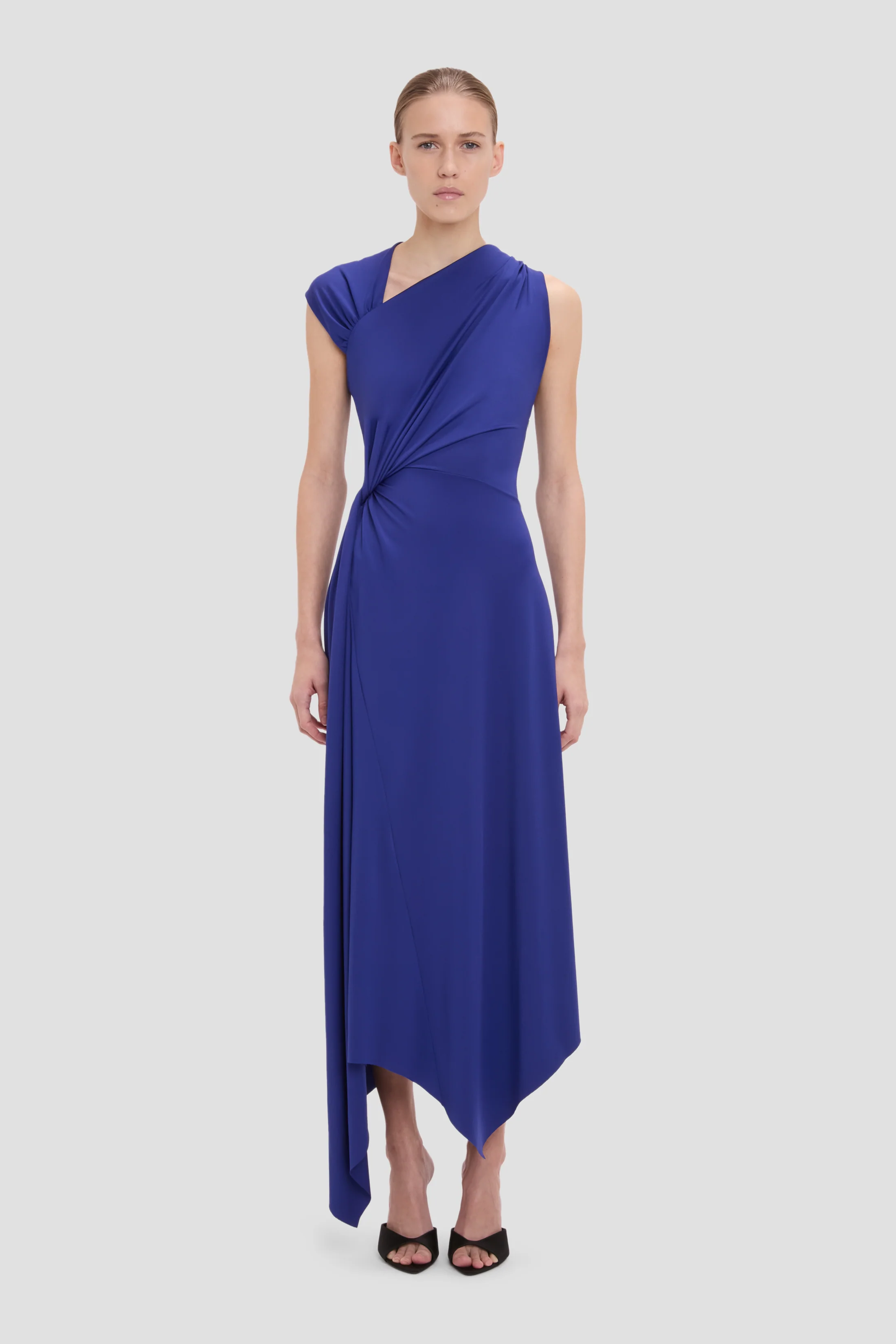 Cap Sleeve Midi Dress In Bright Indigo - Image 2