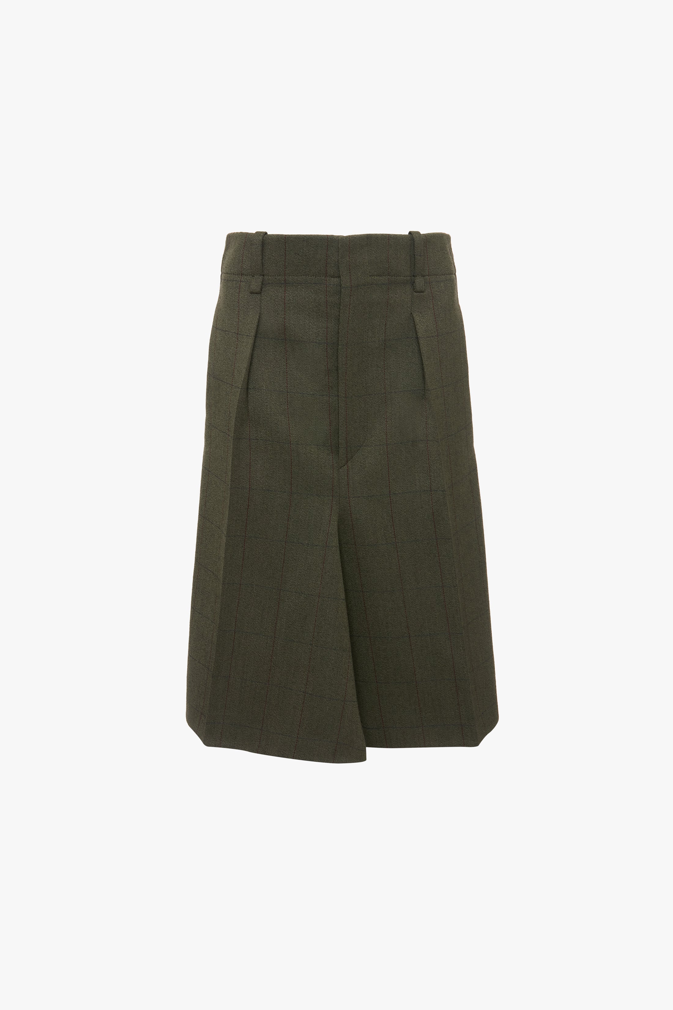 Asymmetric Tailored Skirt In Dark Fern Check - Image 7