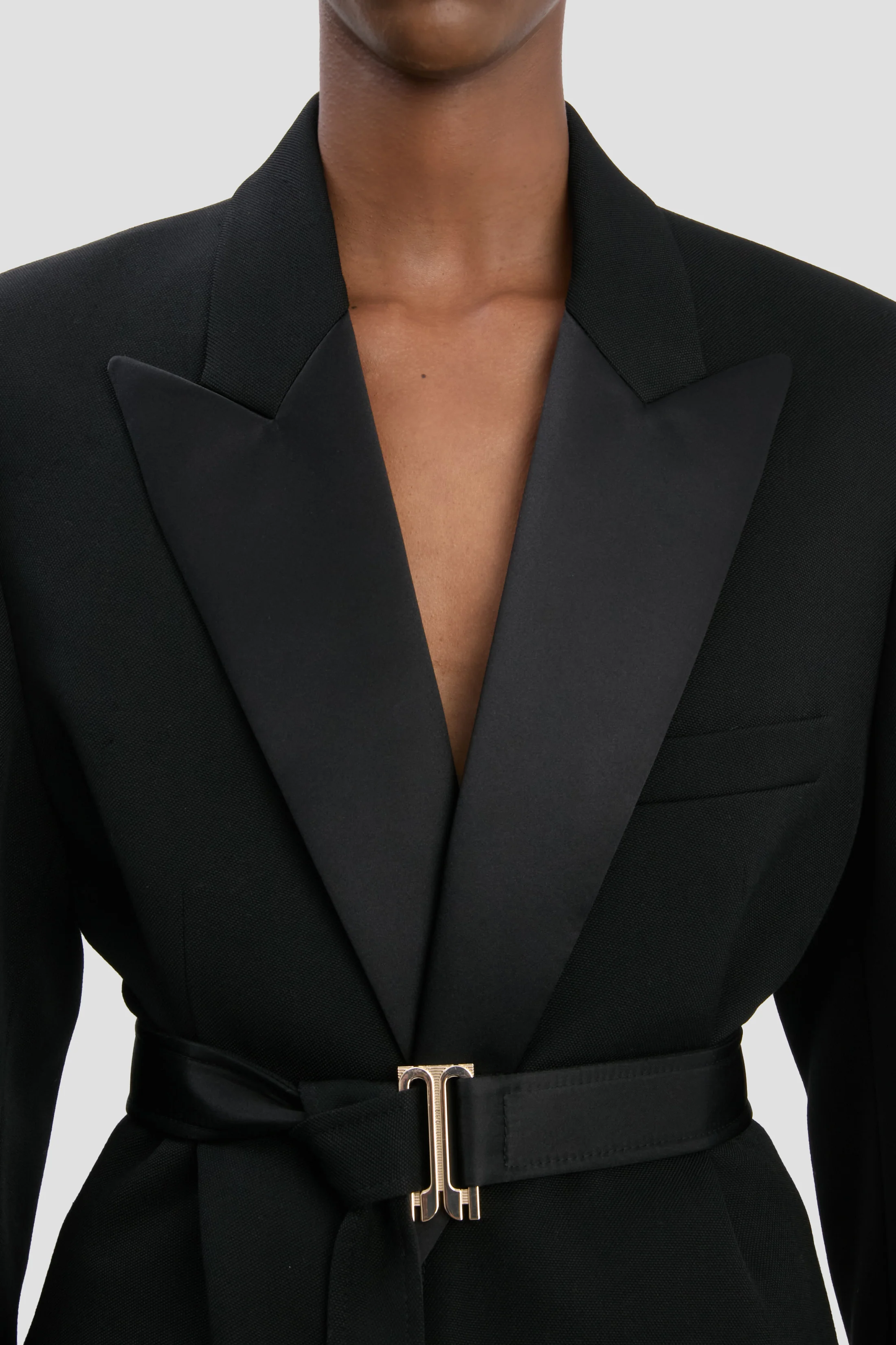 Belted Tailored Jacket In Black - Image 4