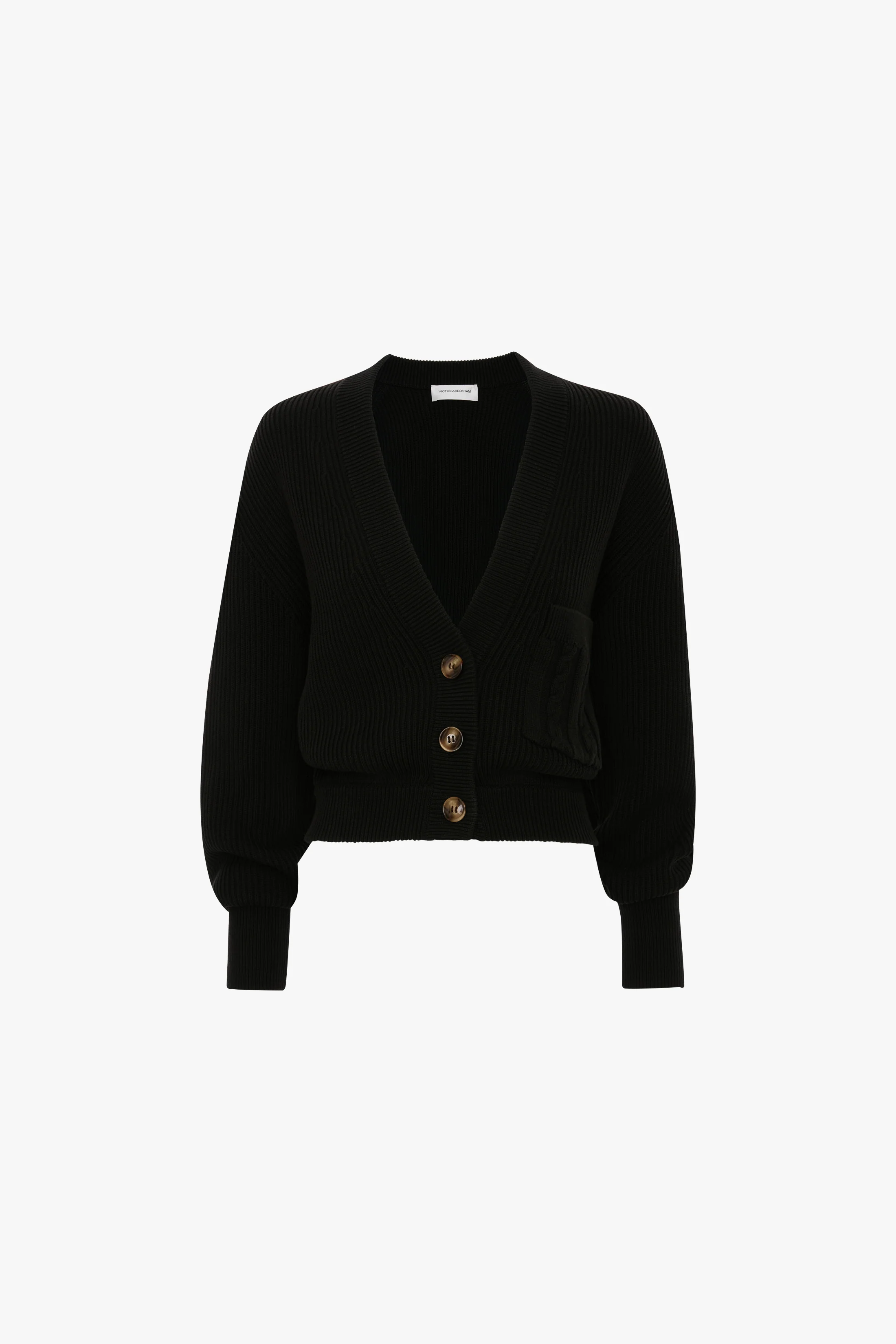 Cable Pocket Cardigan In Black - Image 5