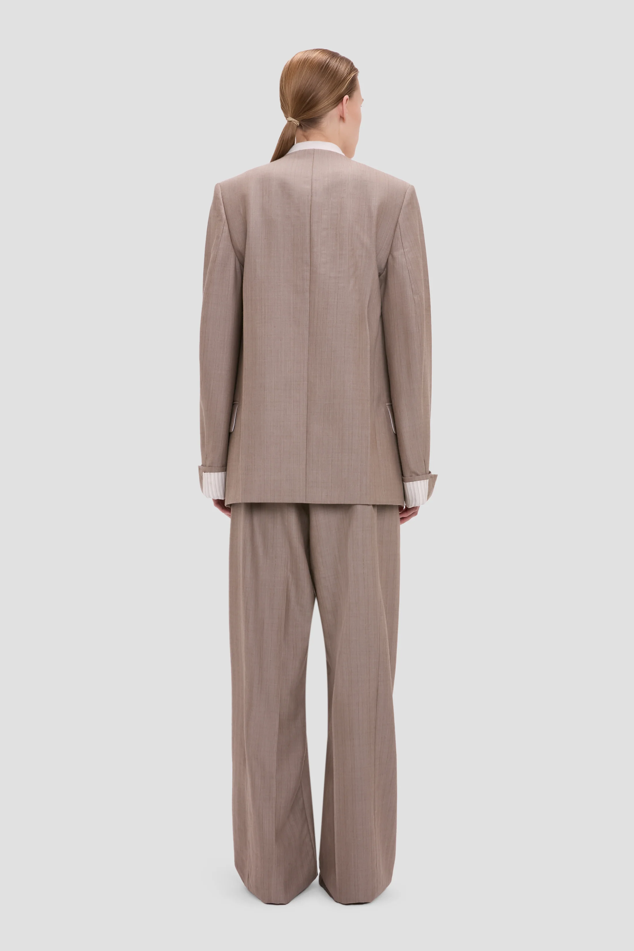 Collarless Jacket In Limestone - Image 4