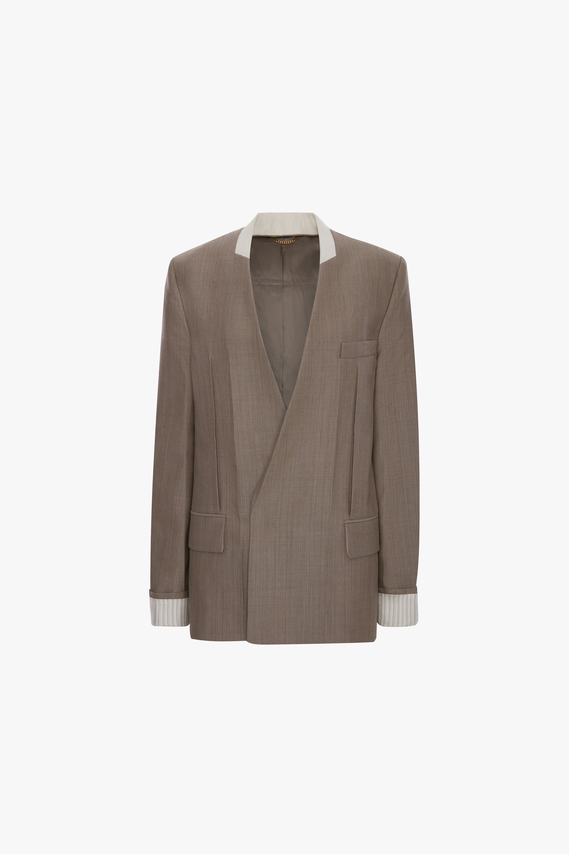 Collarless Jacket In Limestone - Image 5