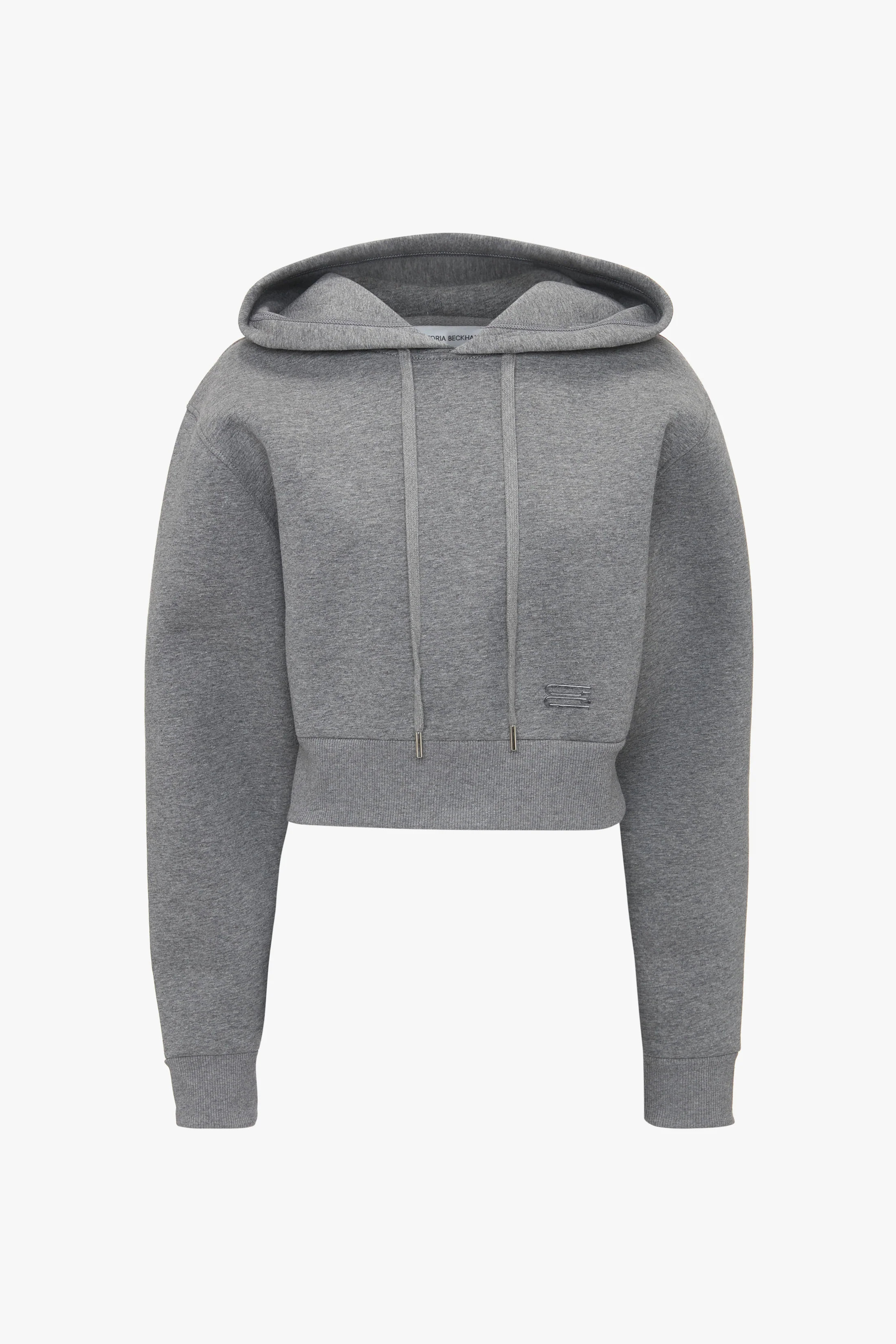 Cropped Structured Hoodie In Grey Marl - Image 5
