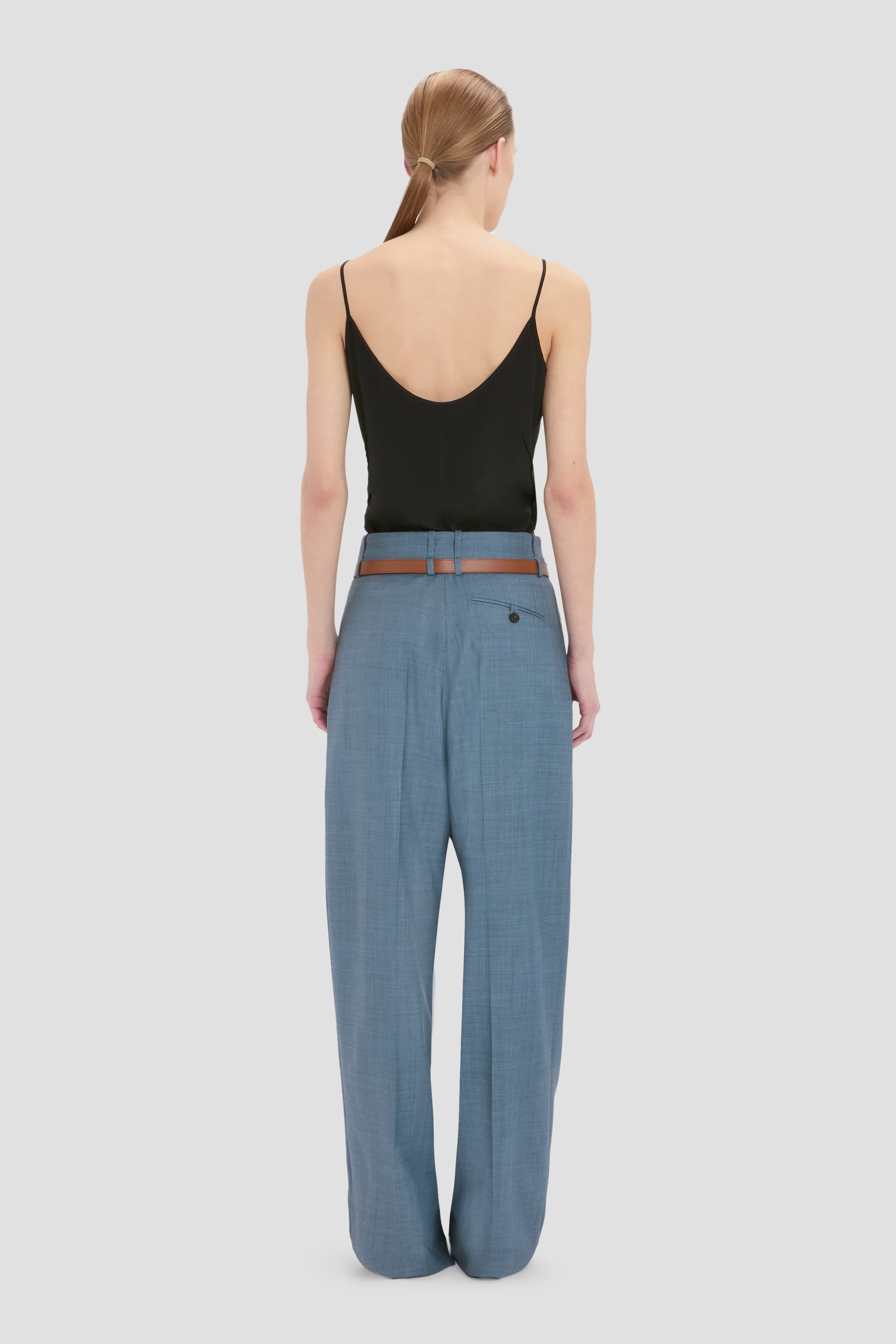 Curved Leg Trouser In Cloud Blue - Image 3