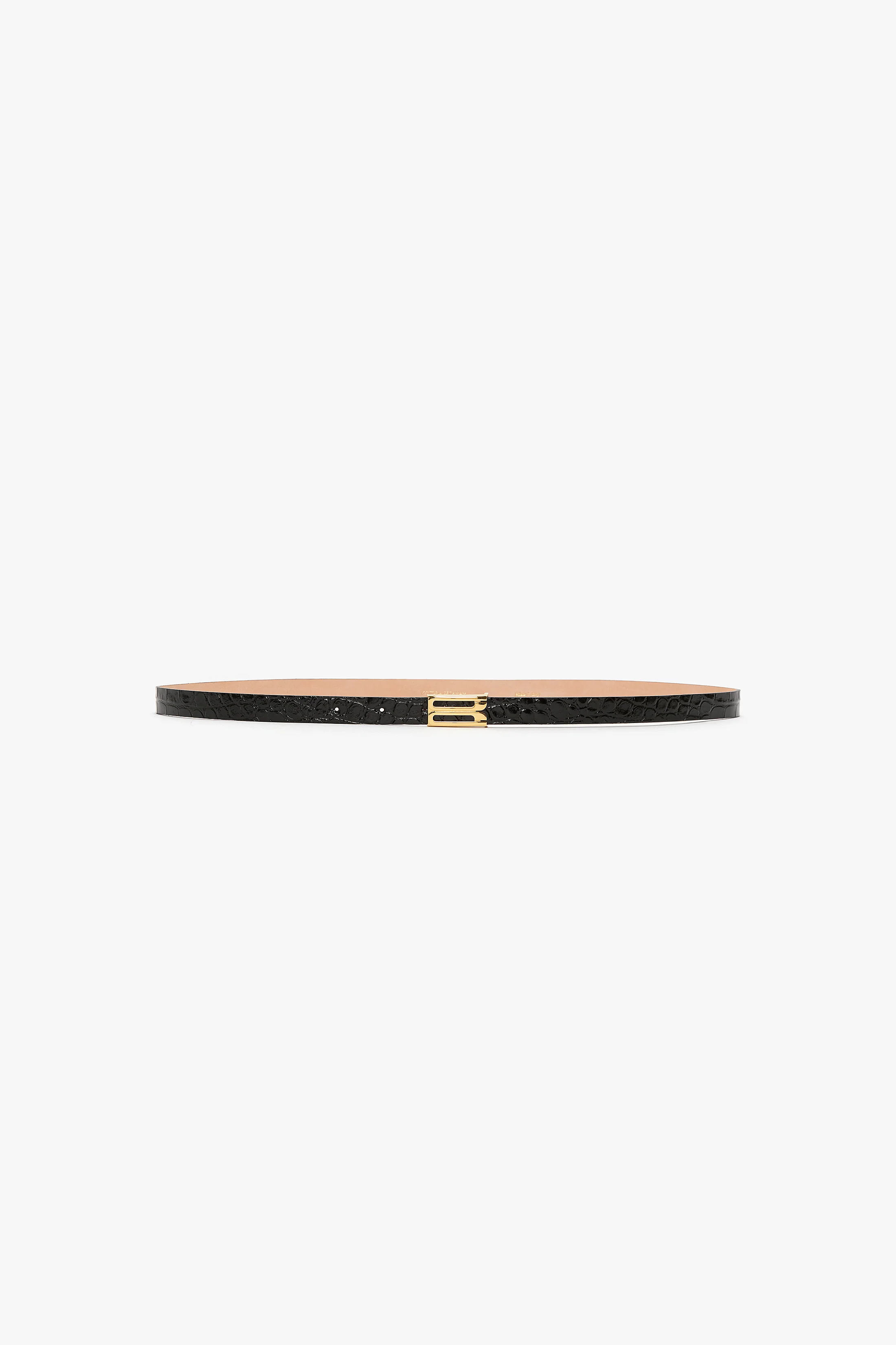 Micro Dorian Belt In Black Shiny Leather