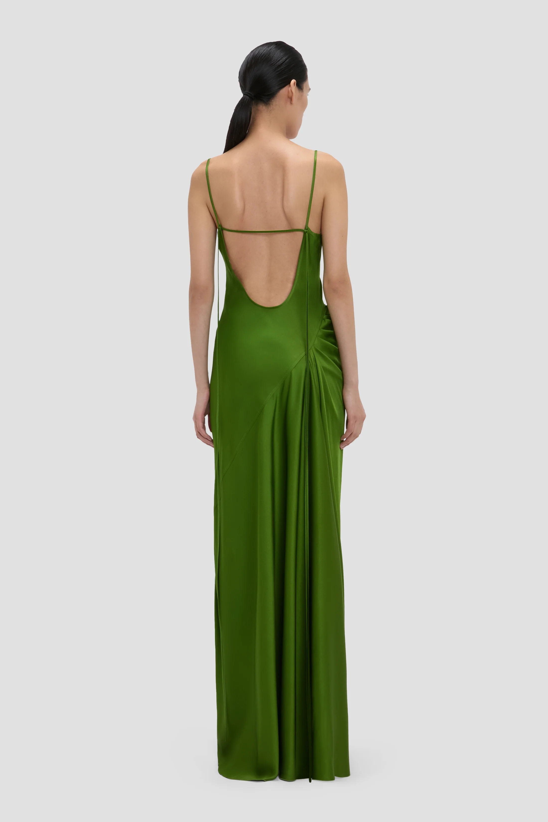 Draped Cami Floor-Length Dress In Algae - Image 4