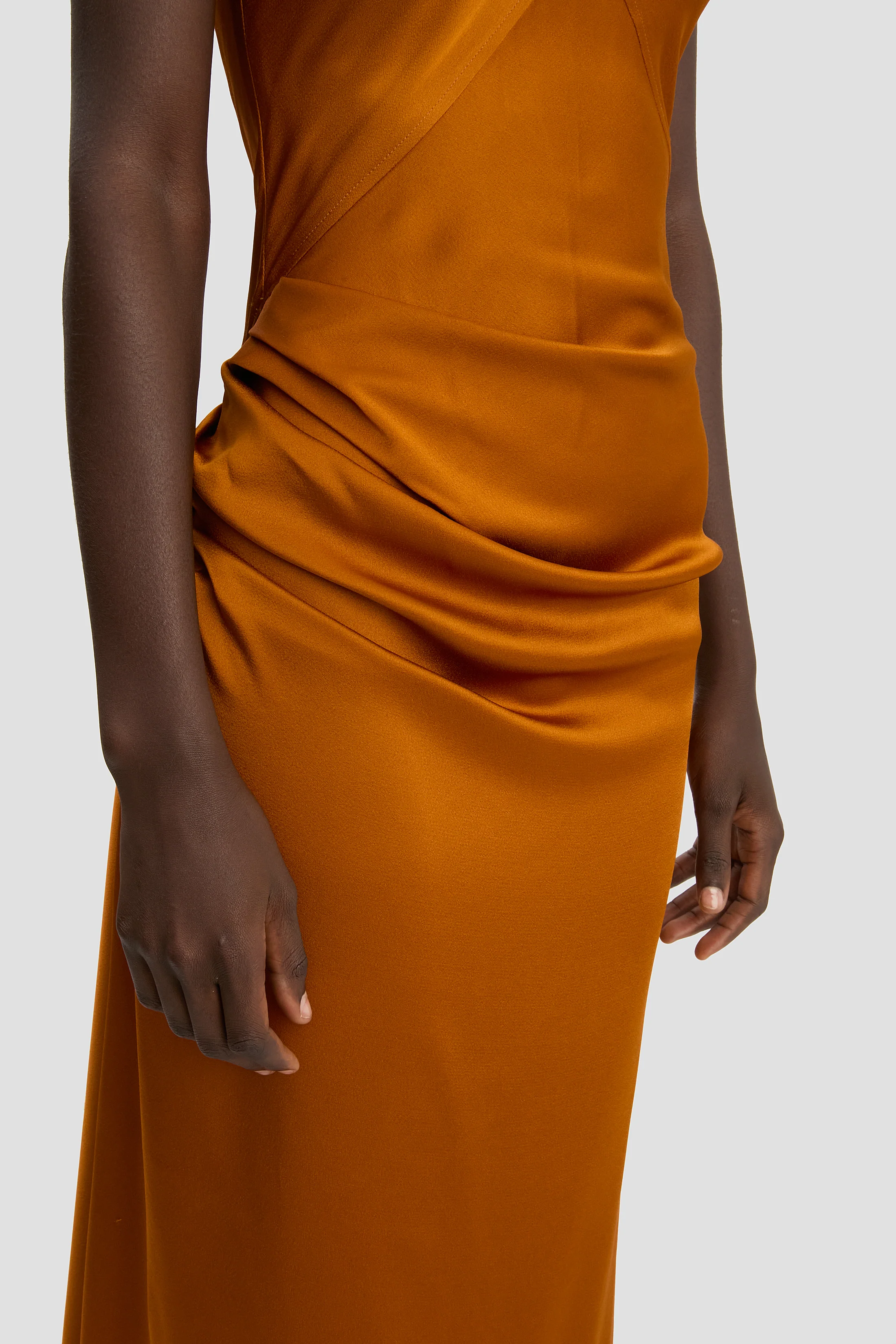Draped Cami Floor-Length Dress In Bronze - Image 3
