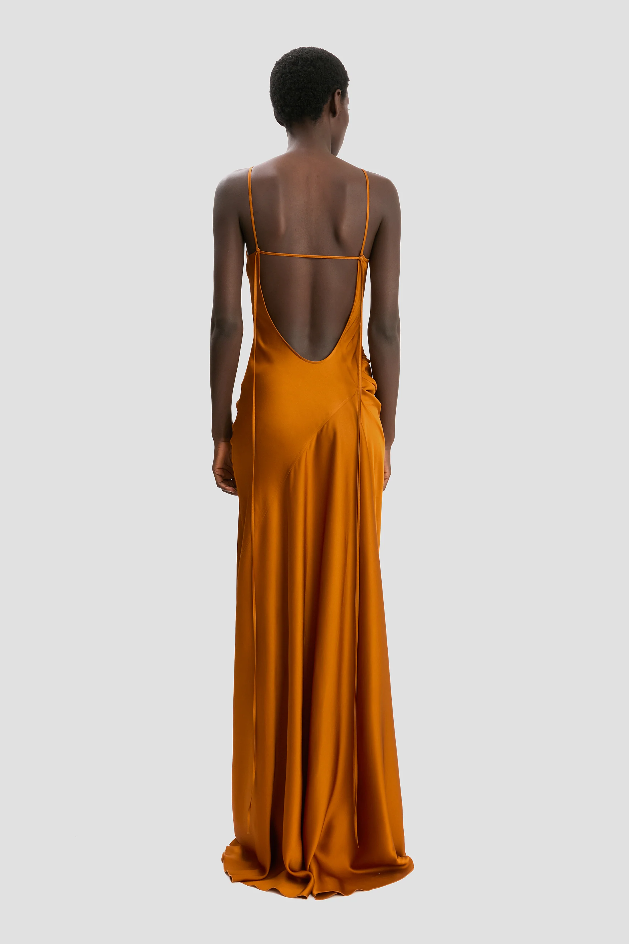 Draped Cami Floor-Length Dress In Bronze - Image 4