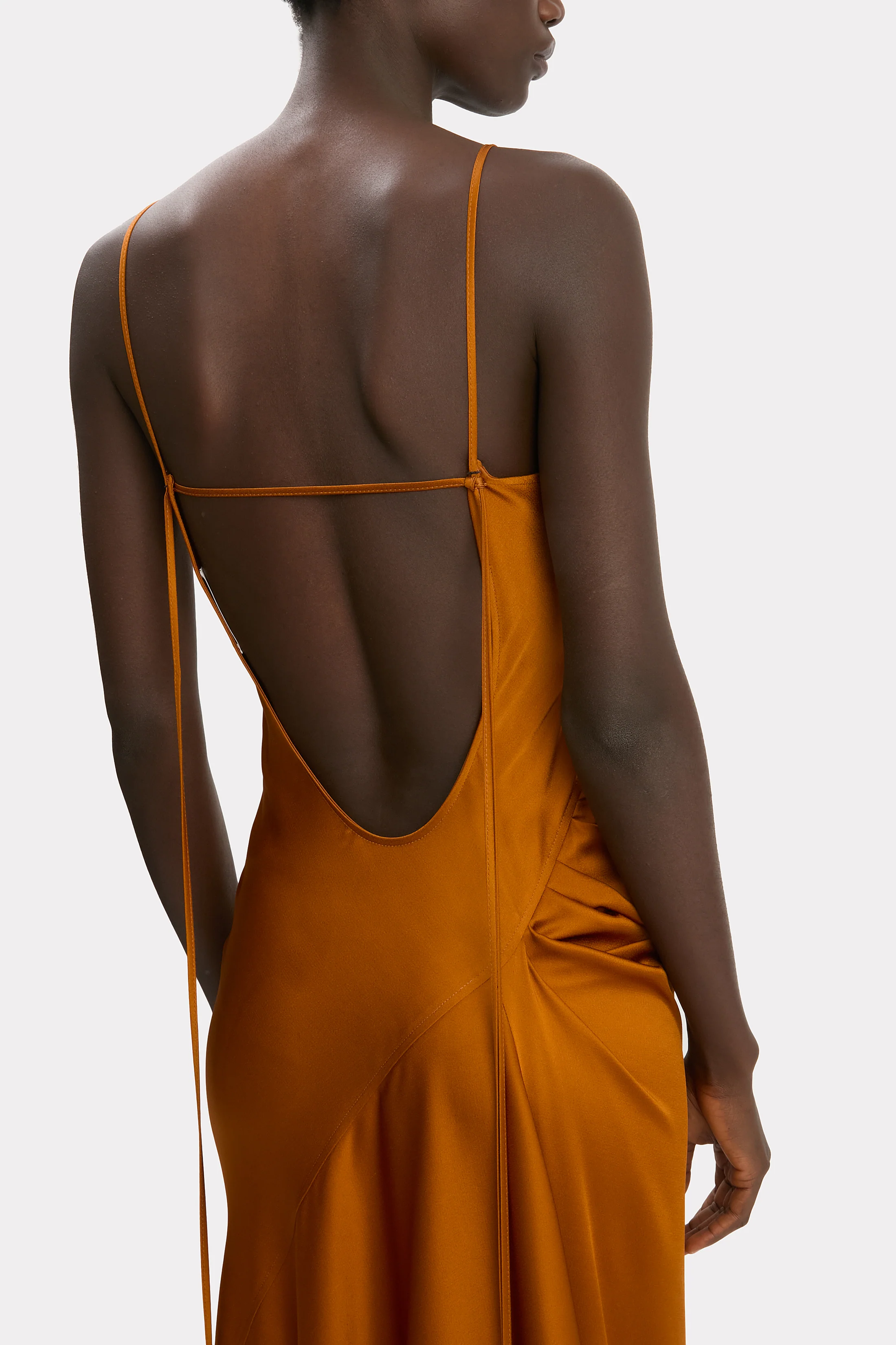 Draped Cami Floor-Length Dress In Bronze - Image 5