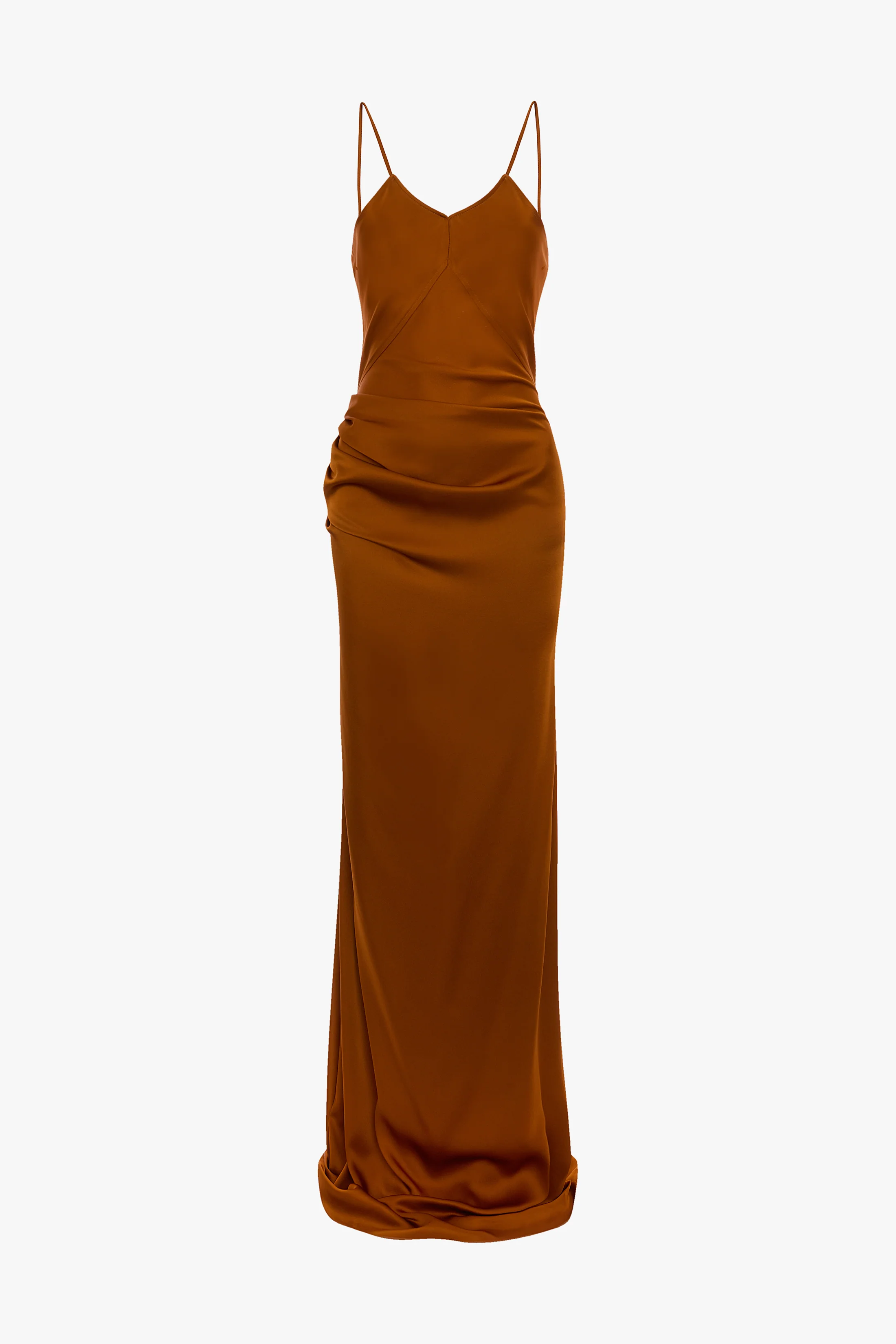 Draped Cami Floor-Length Dress In Bronze - Image 6