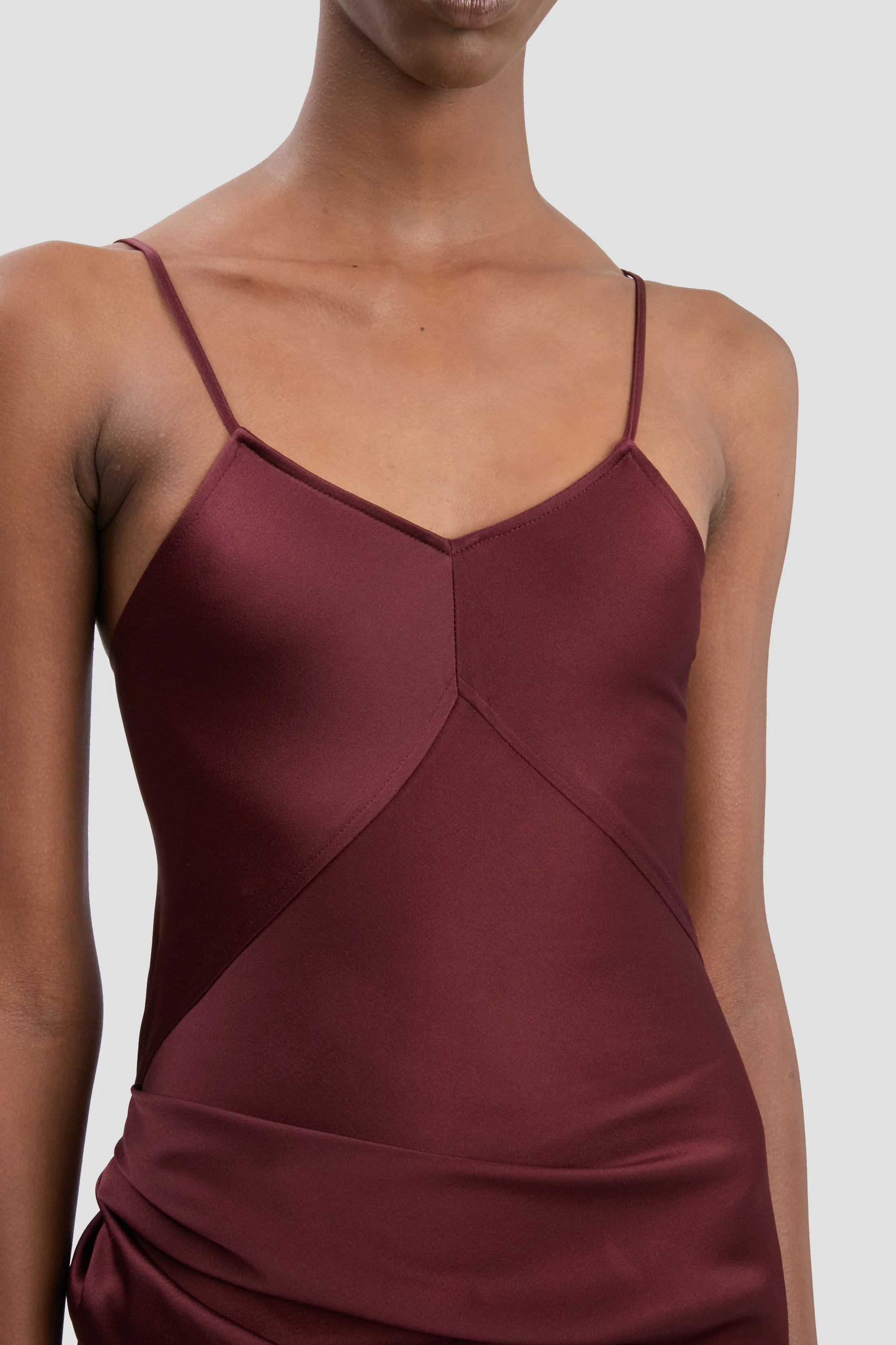 Draped Cami Floor-Length Dress In Cinnabar Red - Image 3