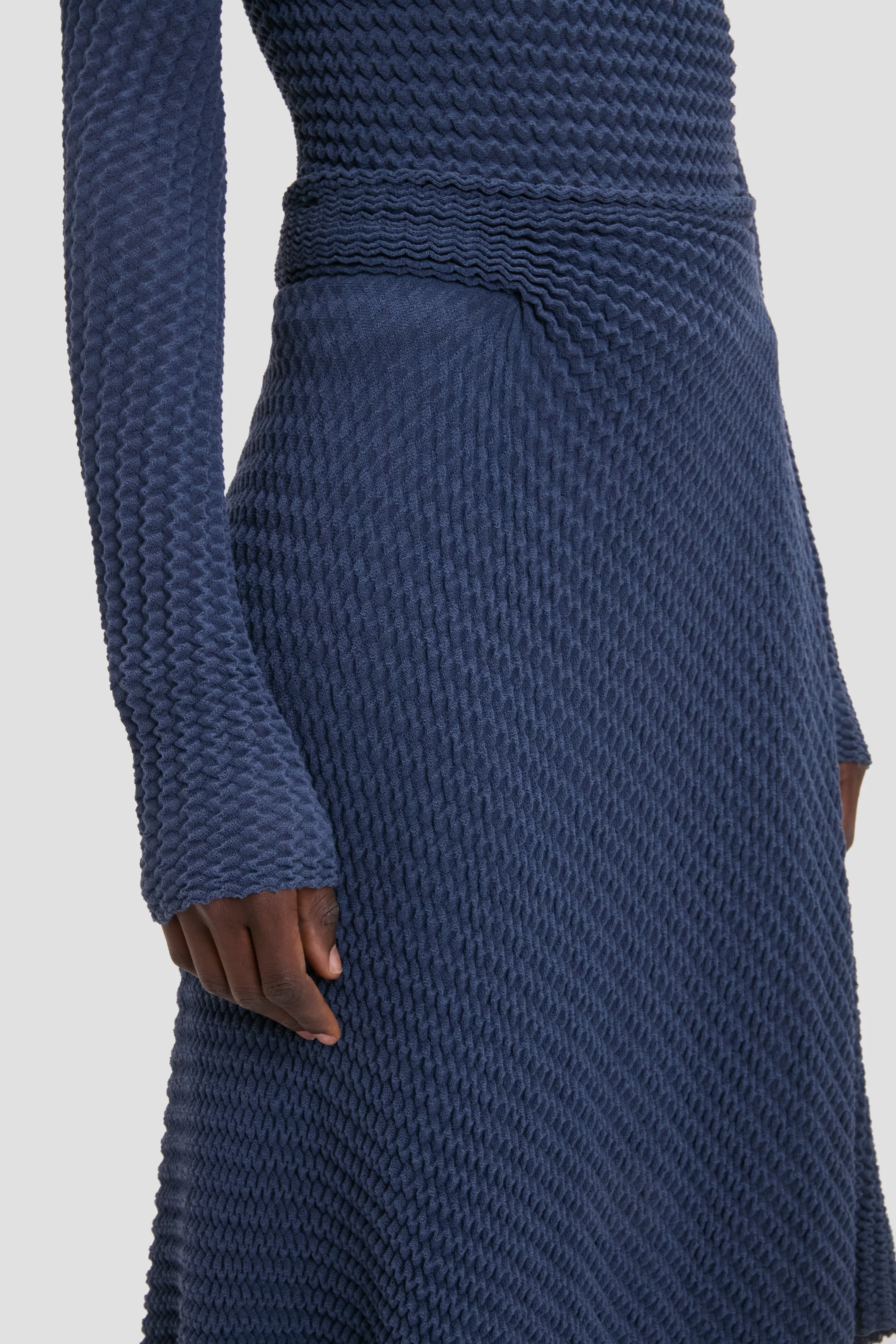 Draped Knit Midi Skirt In Eclipse - Image 3