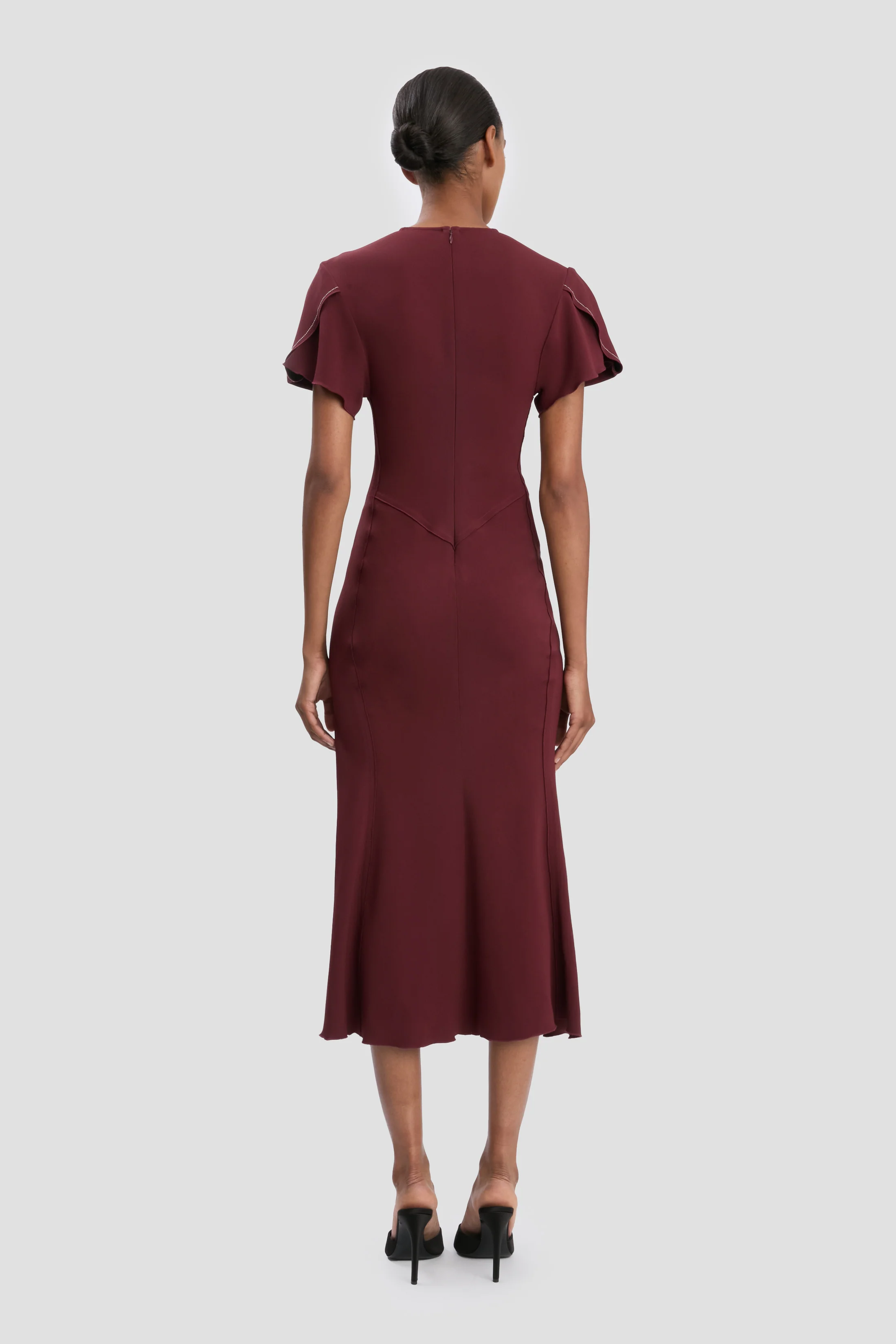 Eve Midi Dress In Cinnabar Red - Image 4