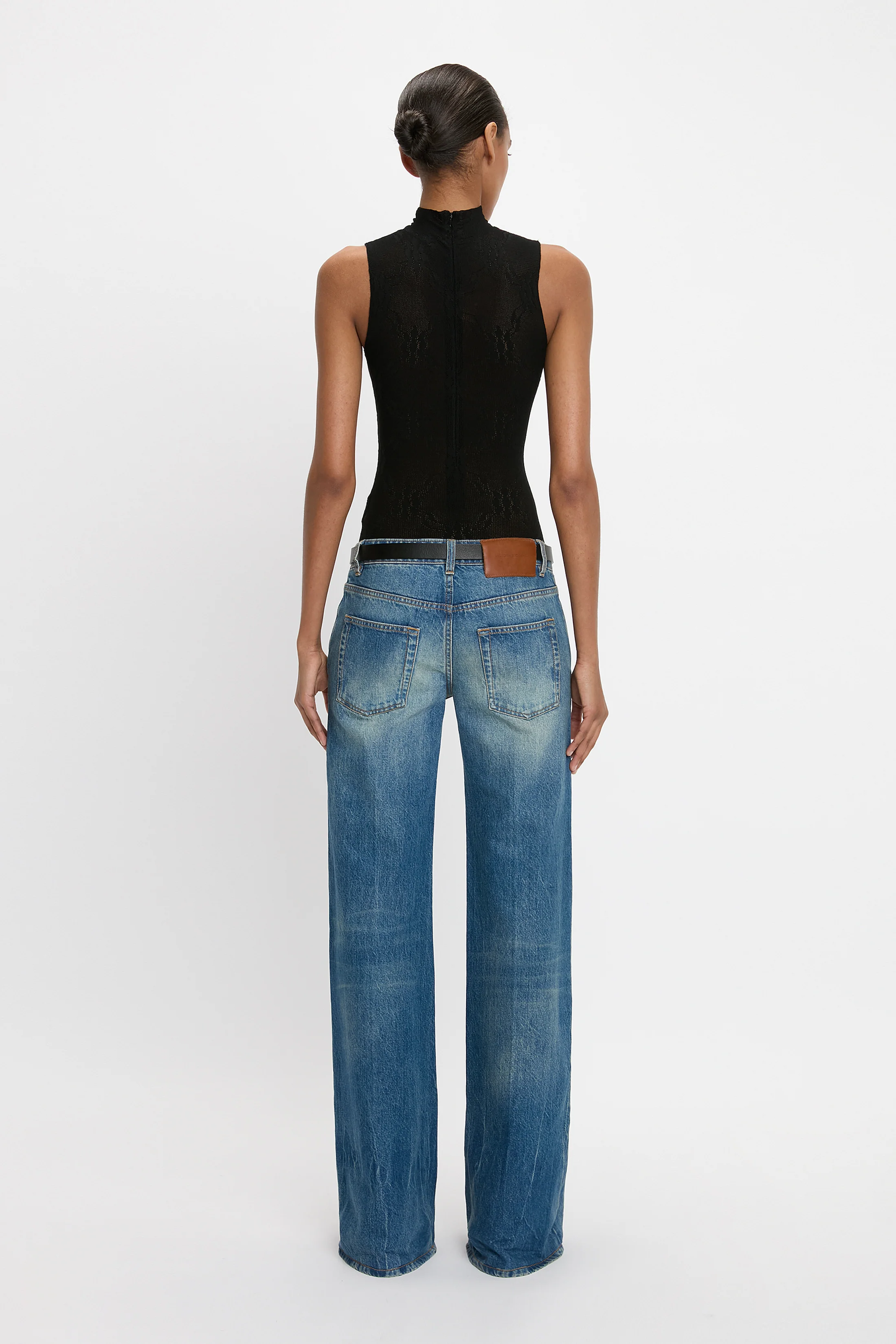 High Neck Bodysuit In Black - Image 3