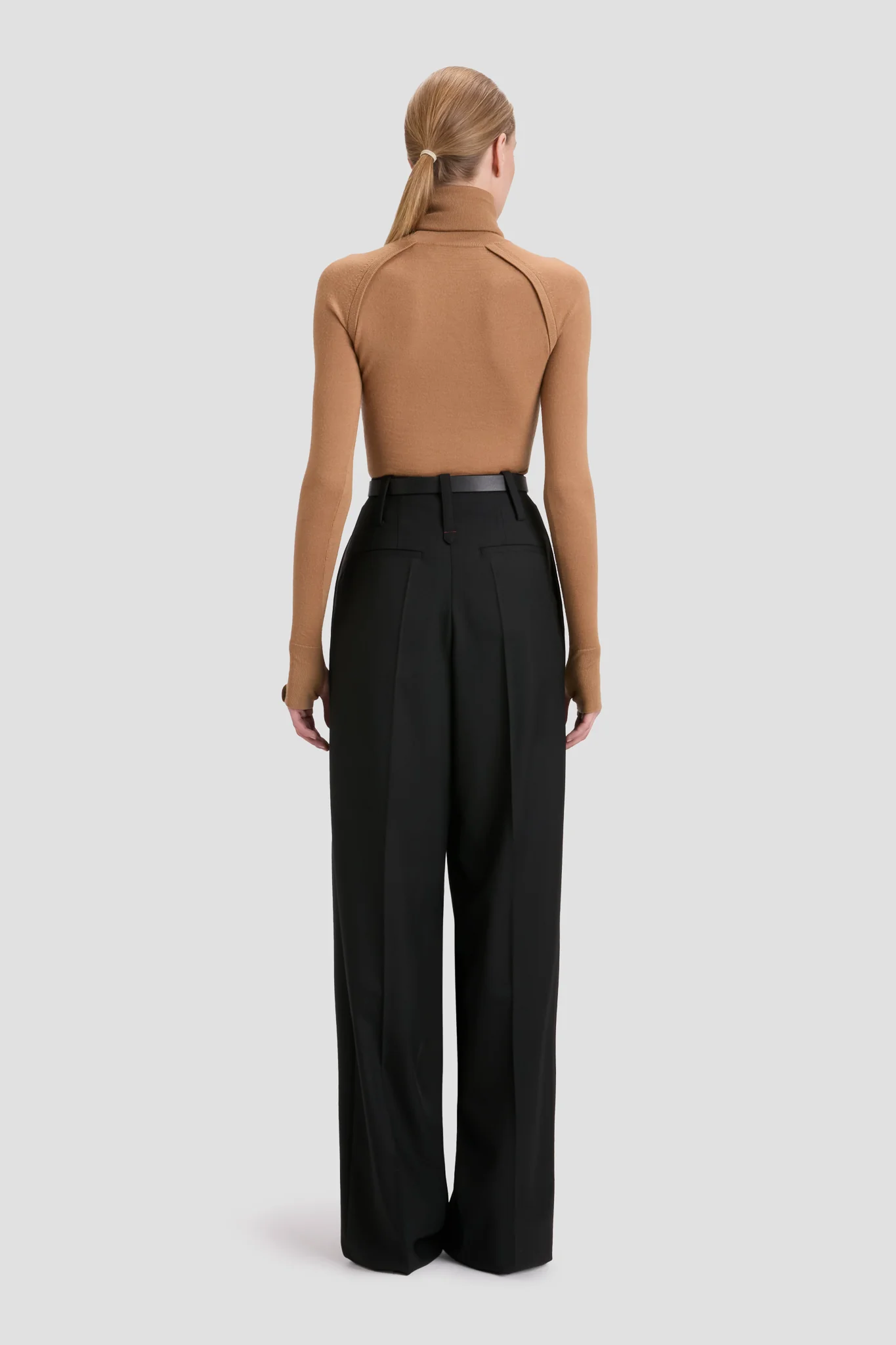 High Neck Jumper In Dark Camel - Image 3