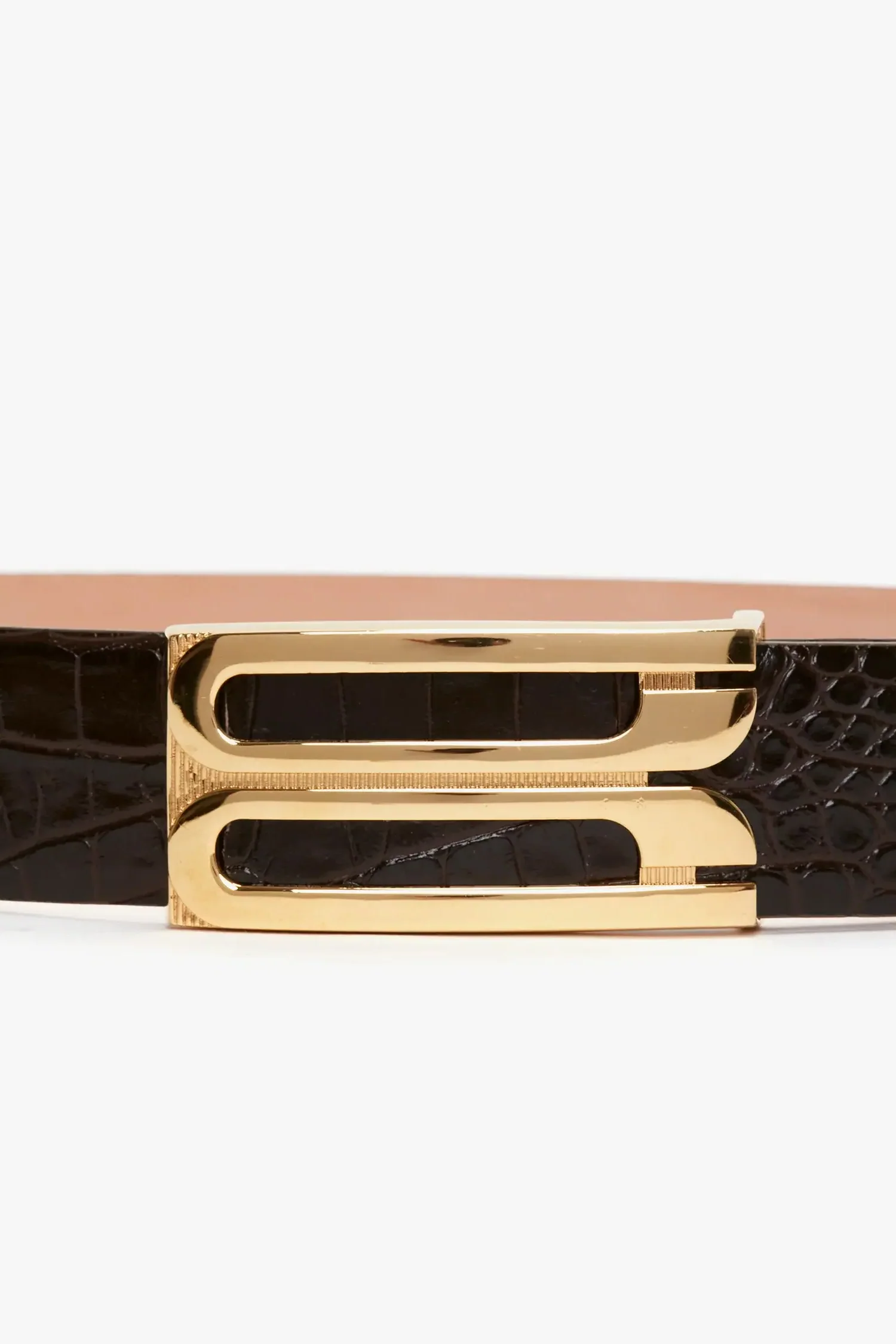 Jumbo Dorian Belt In Chocolate Croc Embossed Leather - Image 4