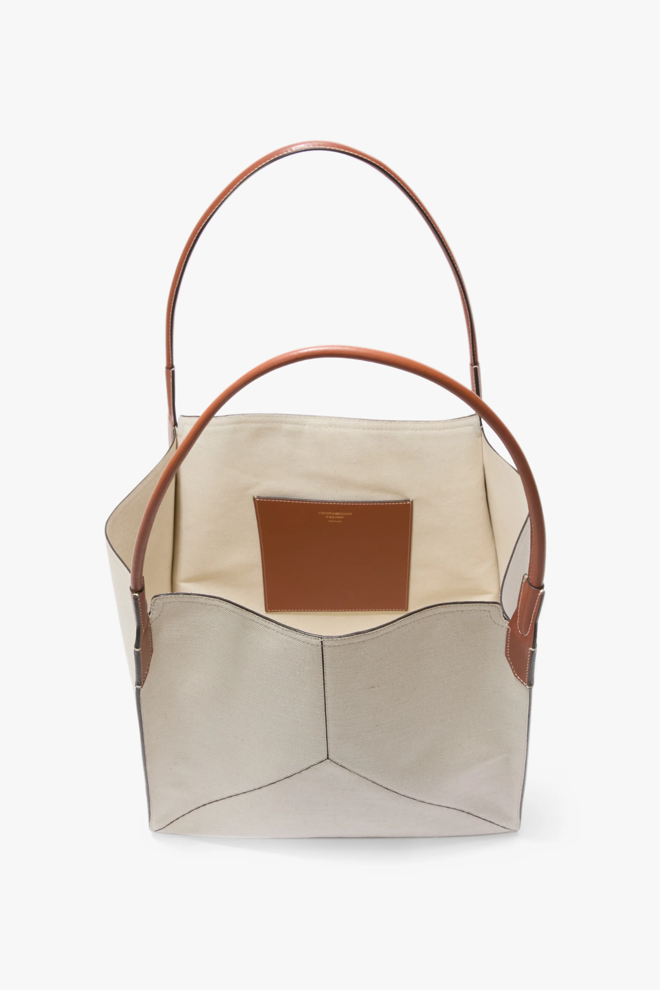Victoria Tote Bag Large In Ivory Canvas - Image 5