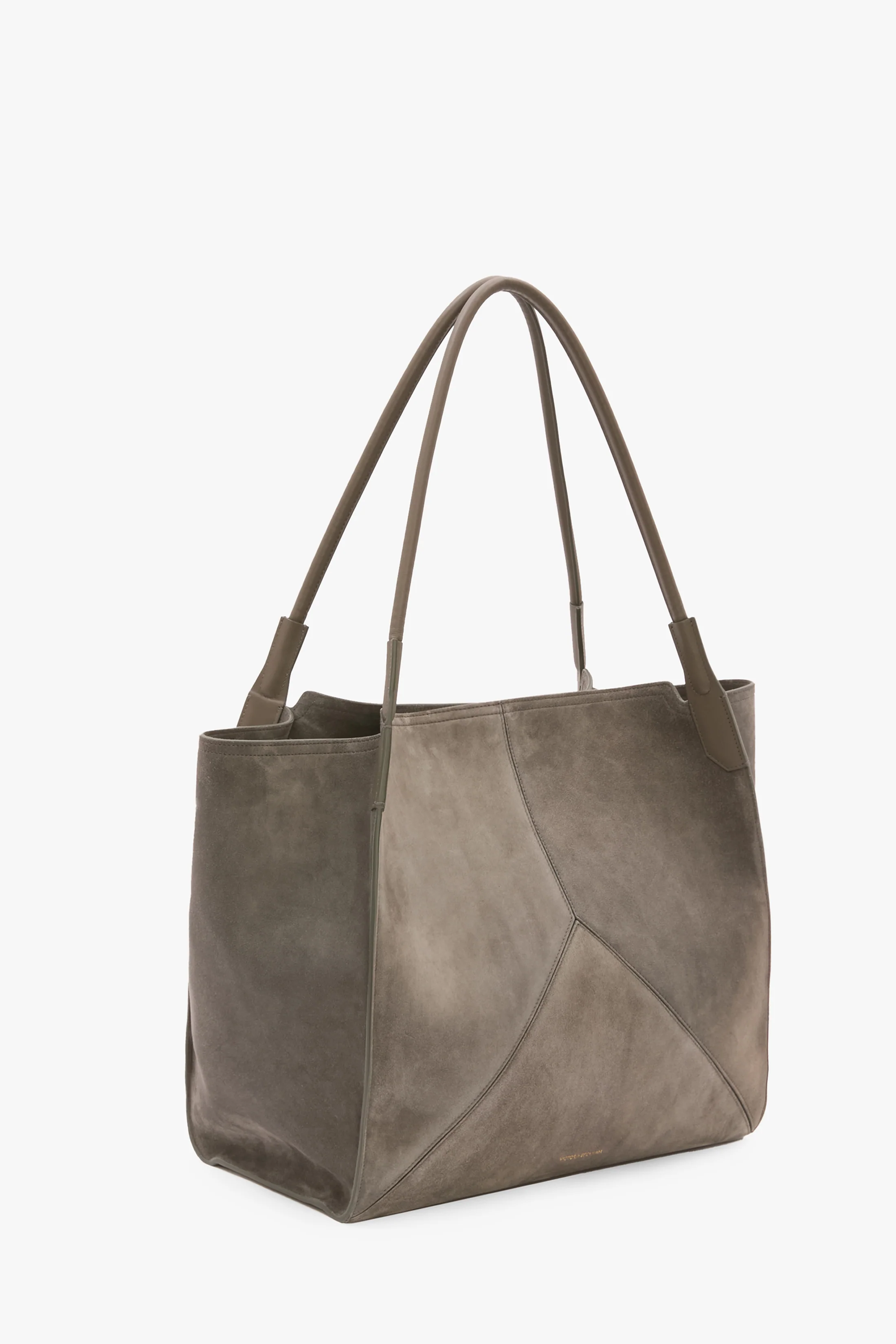 Victoria Tote Bag Large In Pebble Grey Suede - Image 2