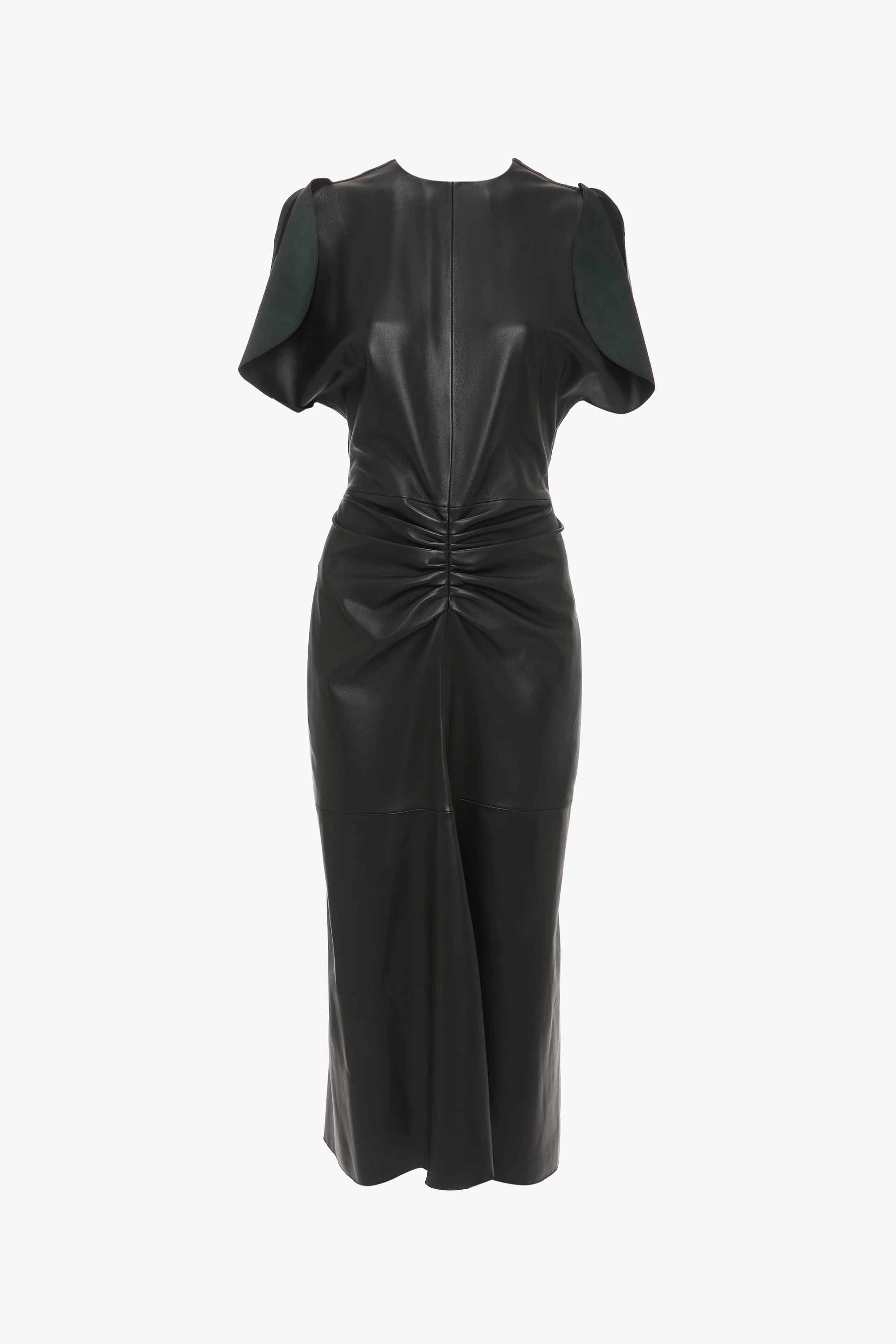 Leather Bela Midi Dress In Black - Image 5
