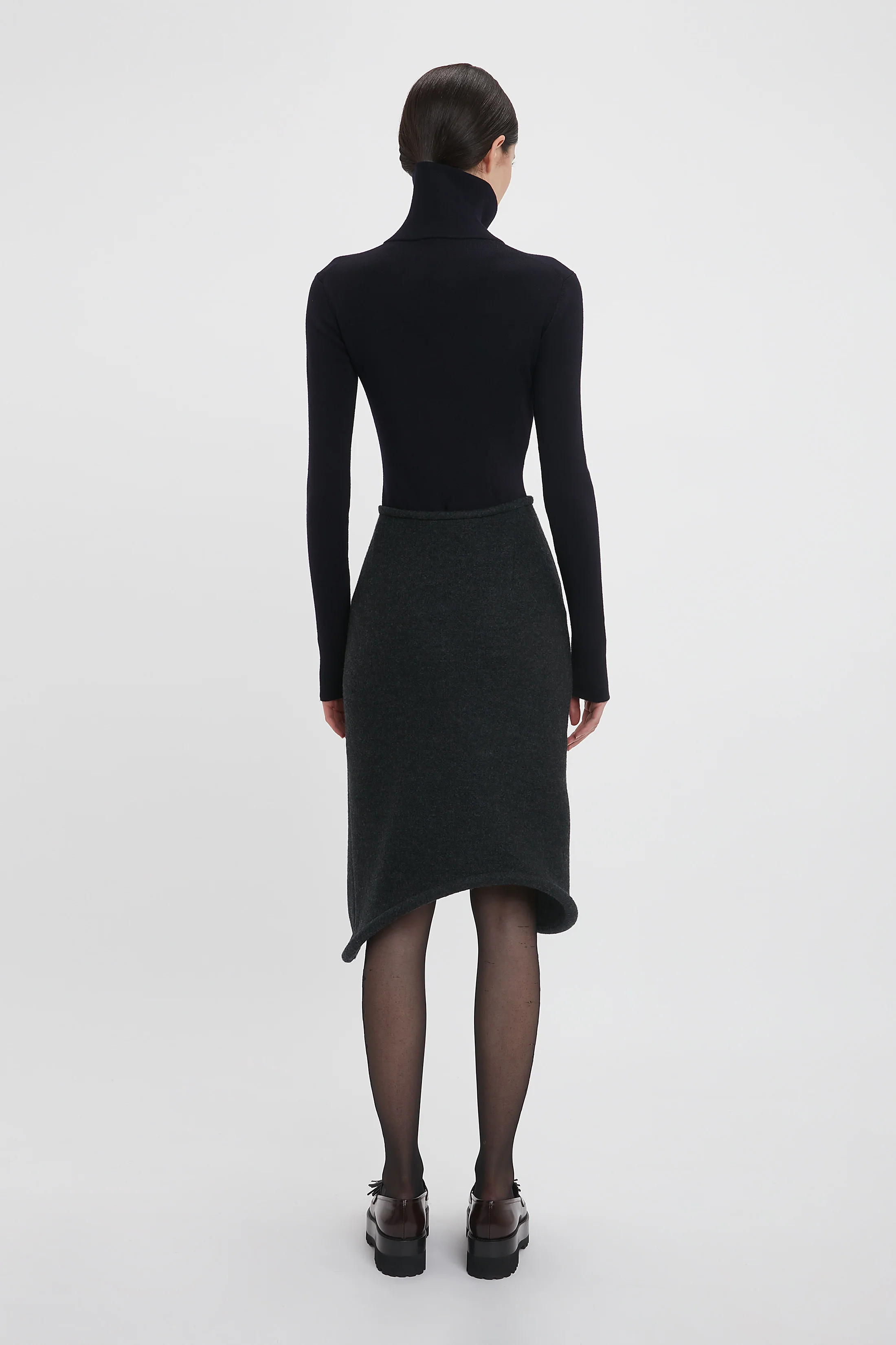 Padded Tube Detail Skirt In Charcoal - Image 3