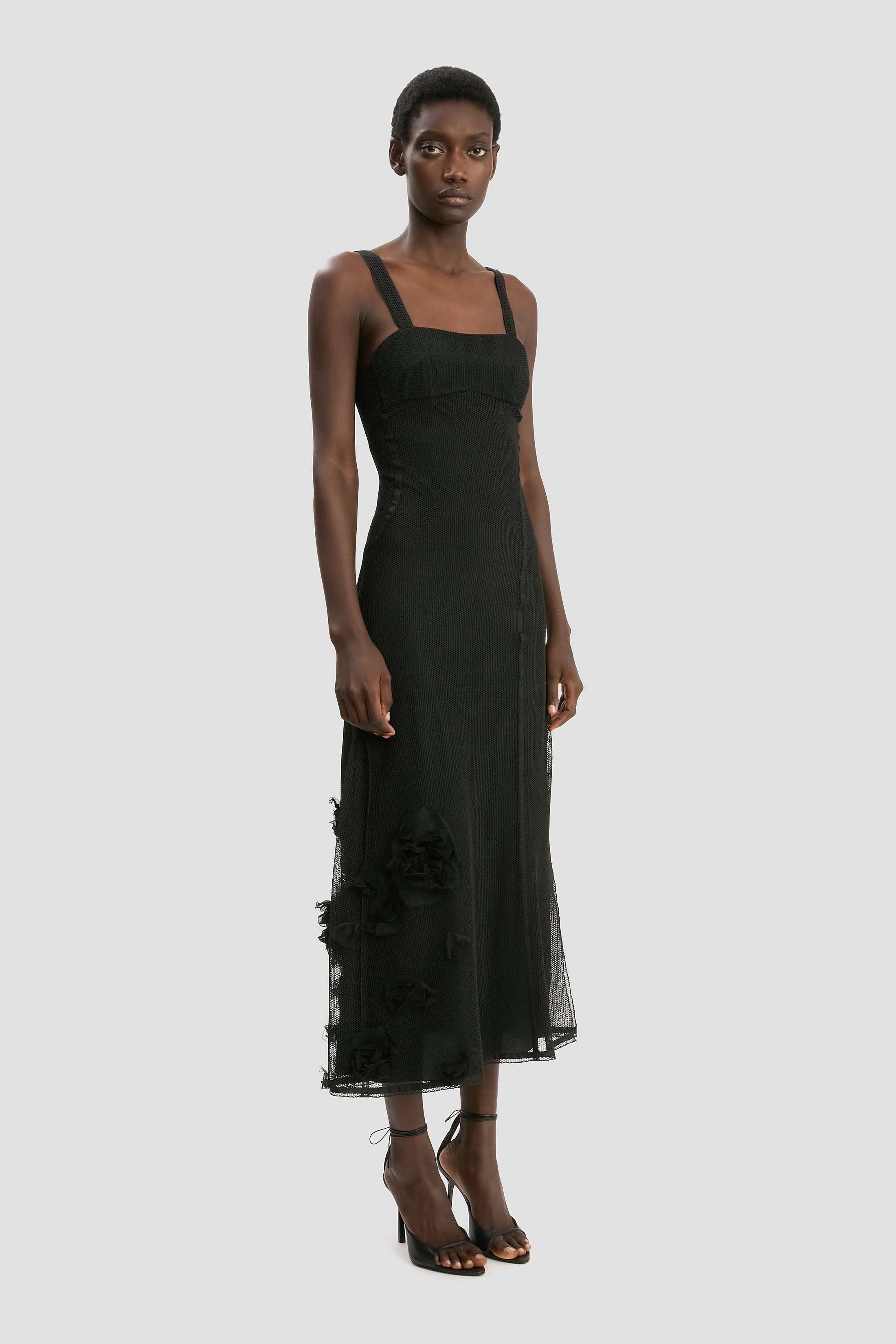 Panelled Cami Dress In Black - Image 3