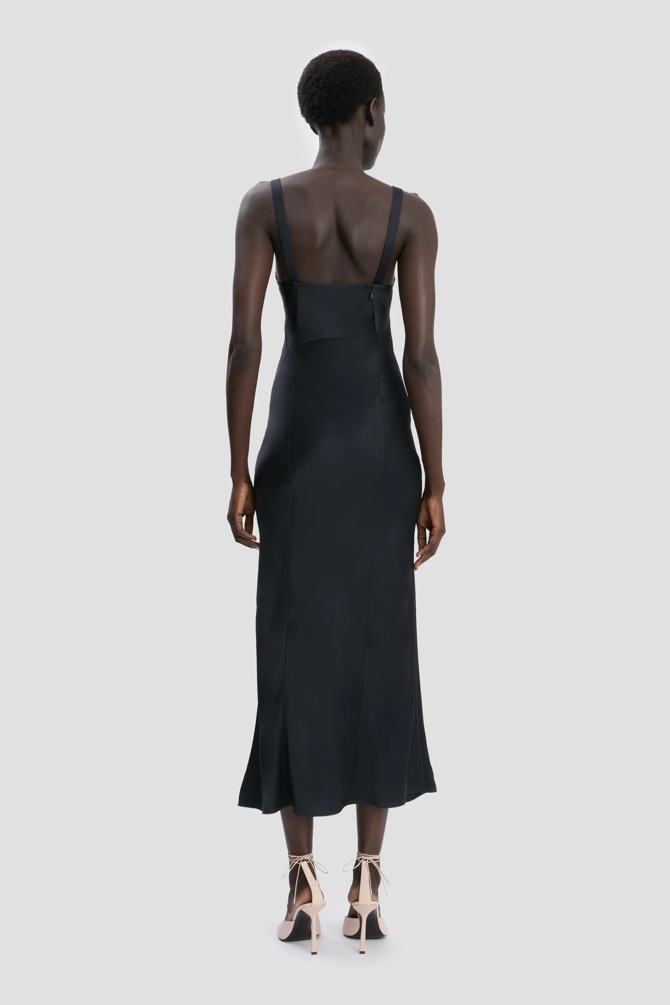 Panelled Cami Dress In Navy - Image 4