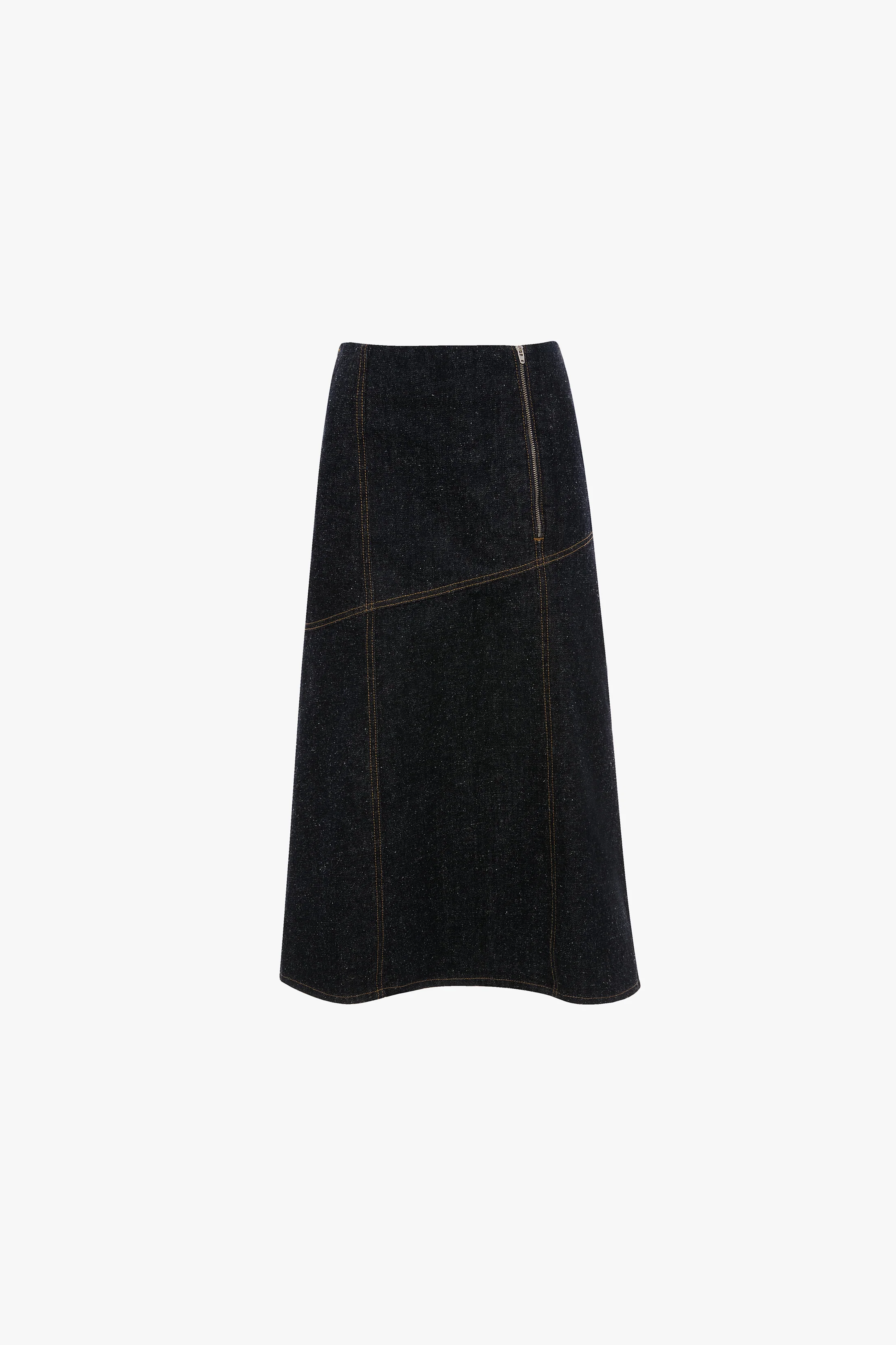 Panelled Denim Midi Skirt In Indigo - Image 5