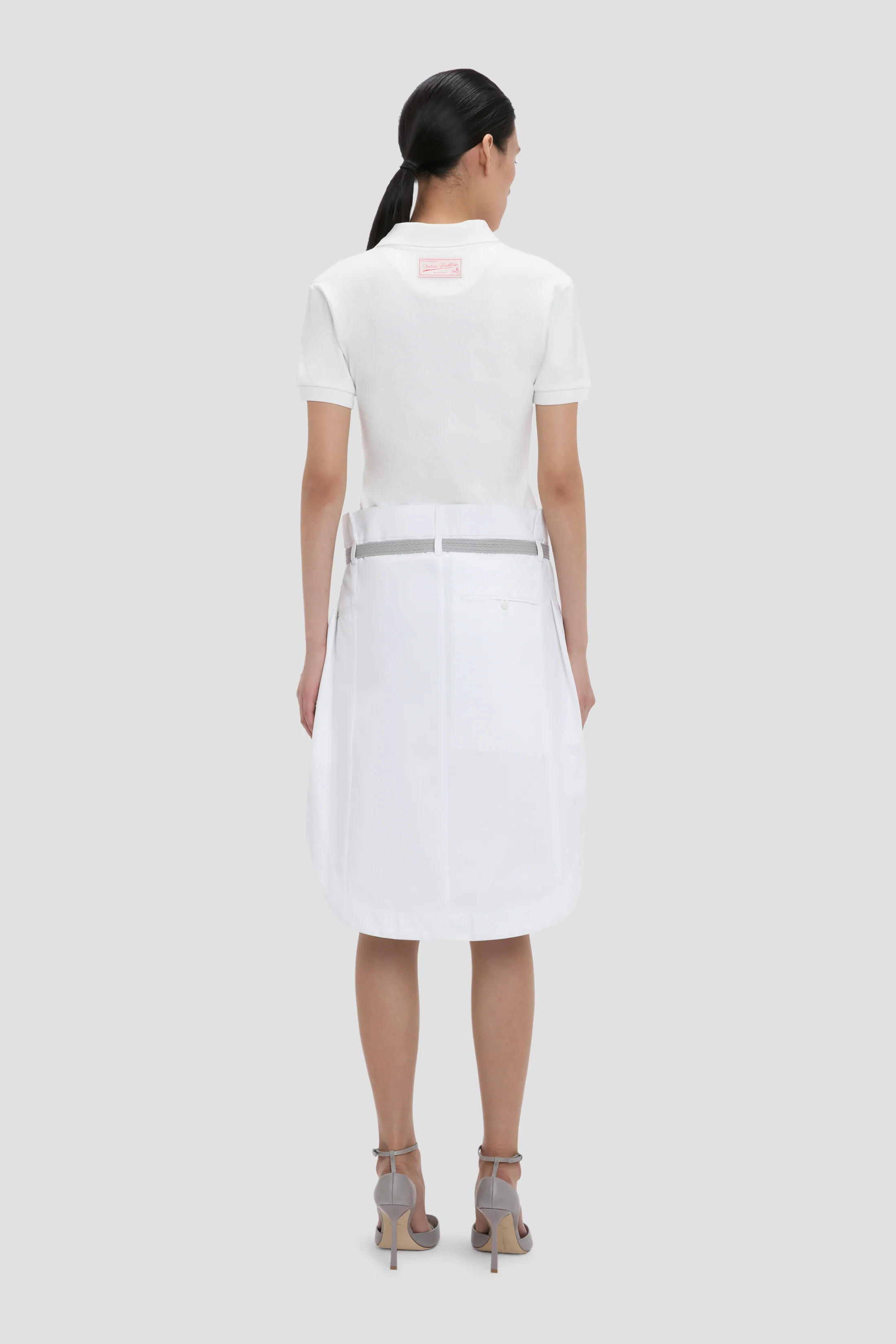 Polo Collar Top In White - Image 4