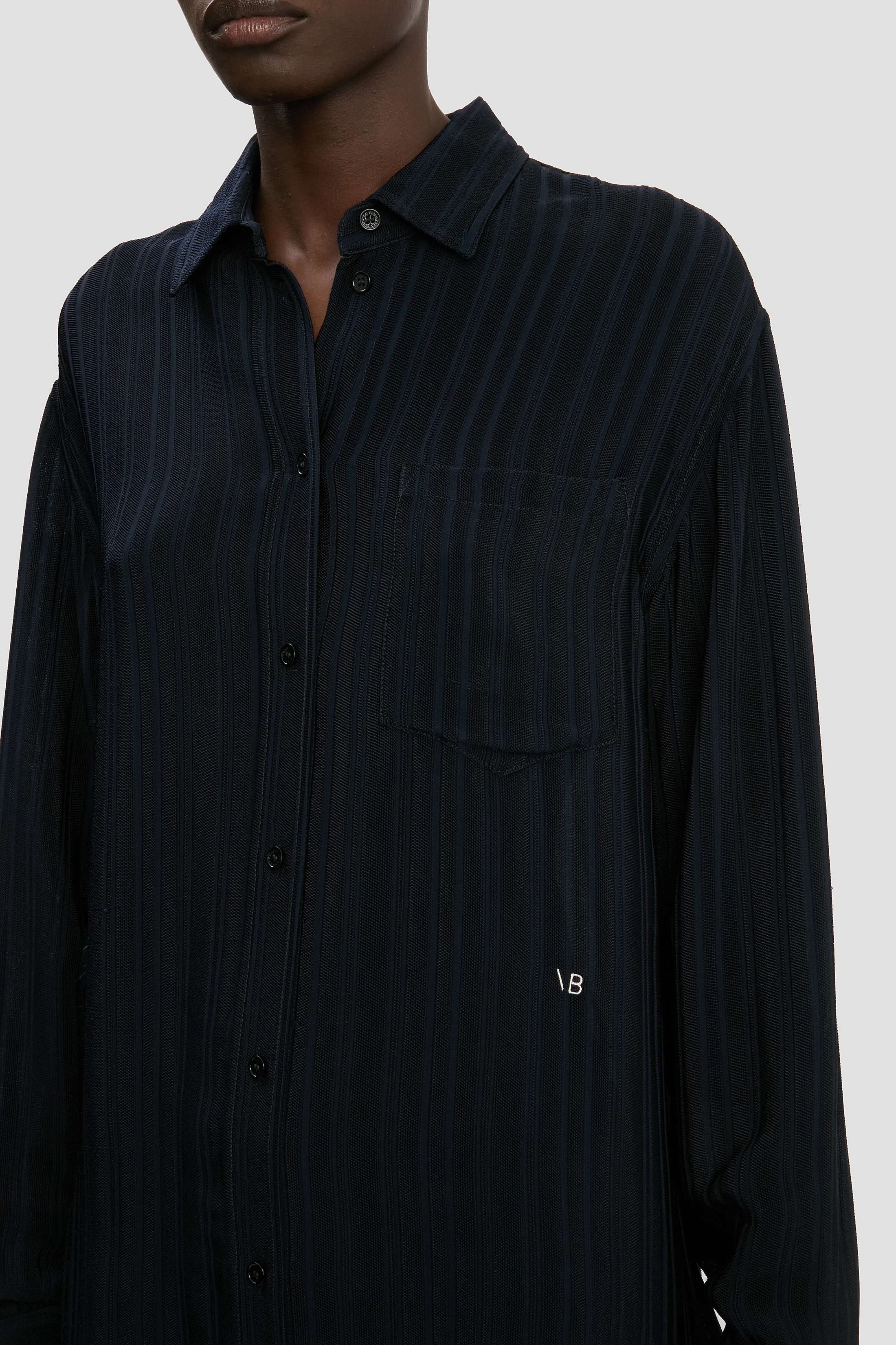 Pyjama Shirt In Navy - Image 3