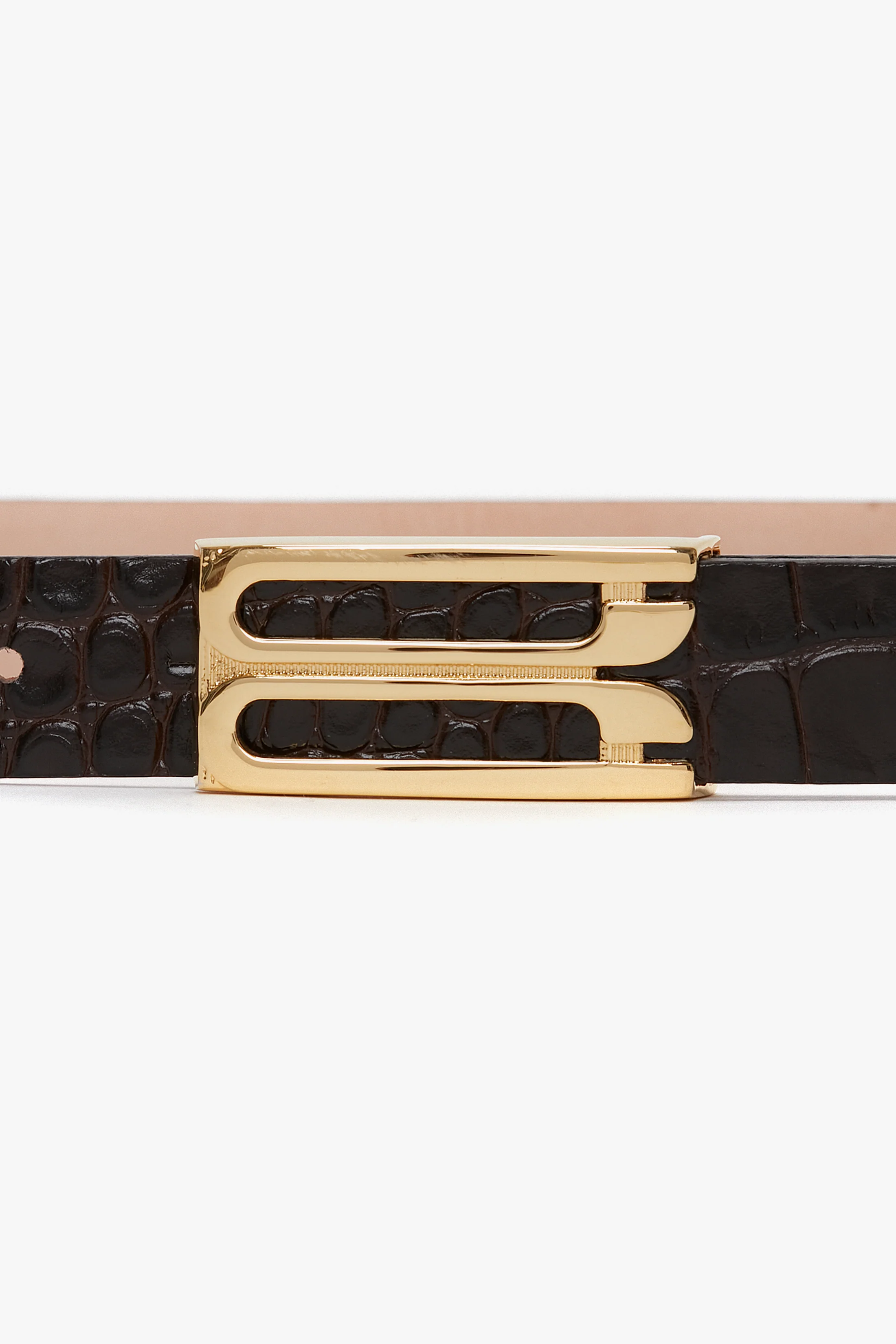 Dorian Belt In Espresso Croc Embossed Calf Leather - Image 3
