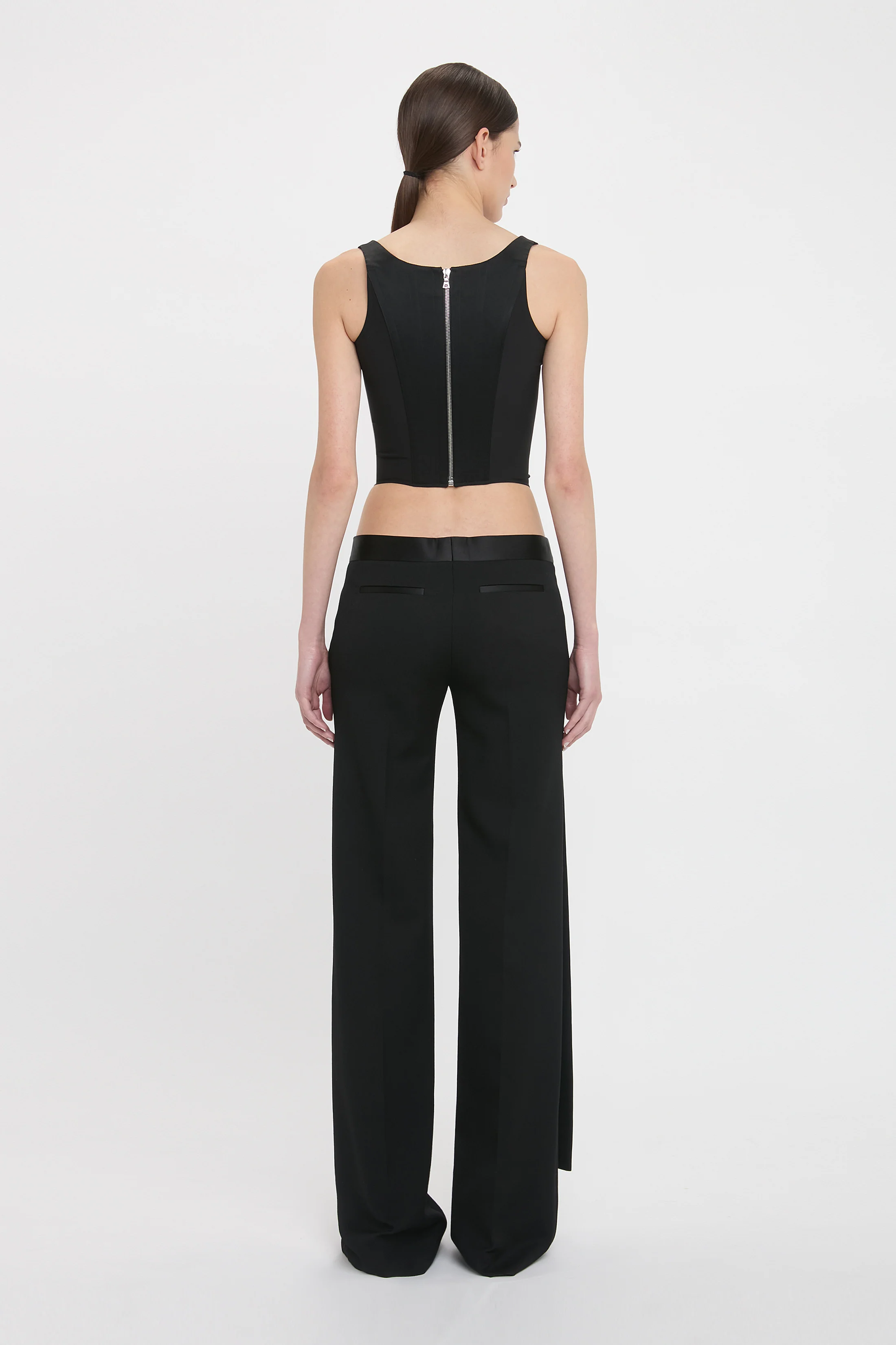 Satin Waistband Trouser In Black - Image 3