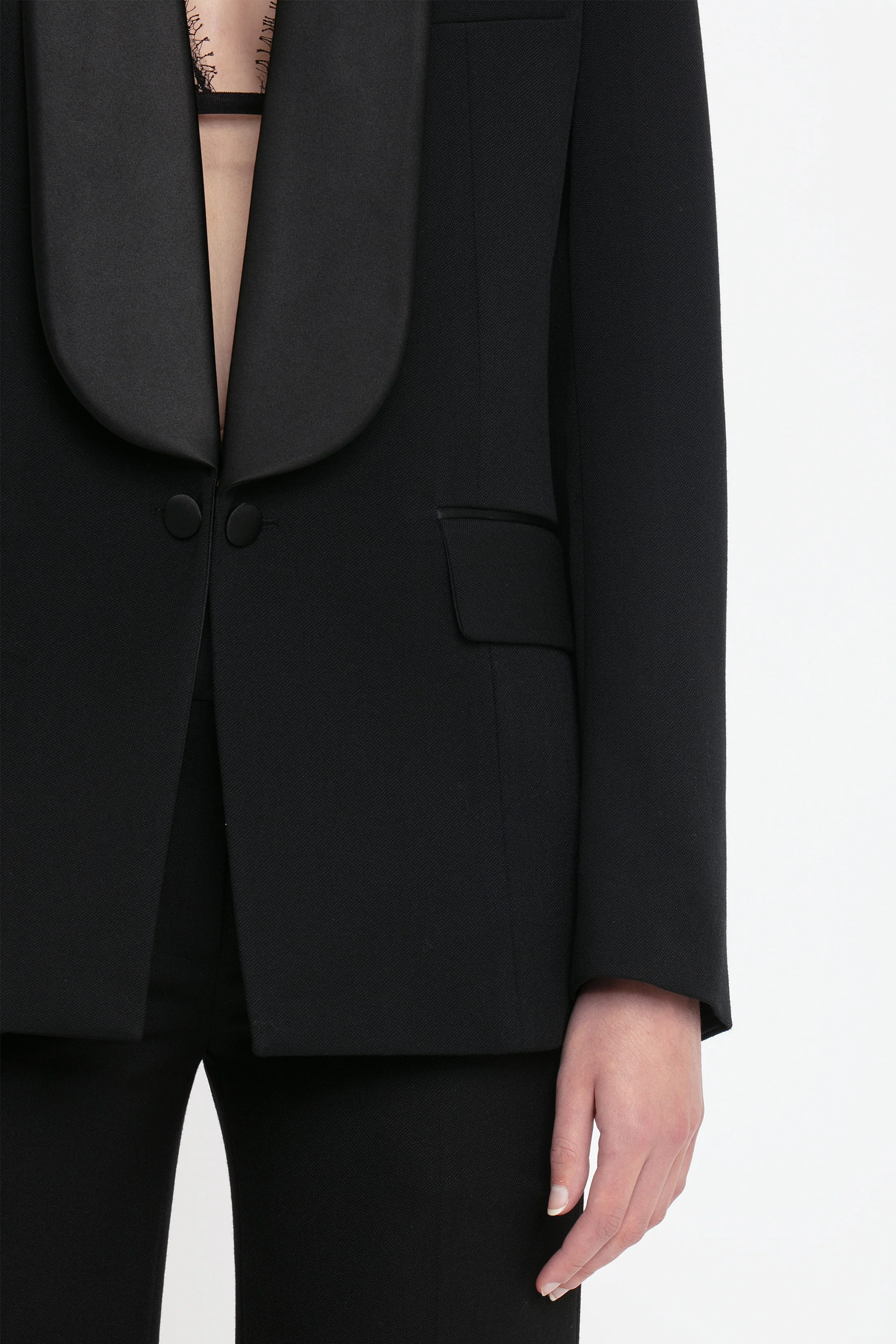 Shawl Collar Tux Jacket In Black - Image 4