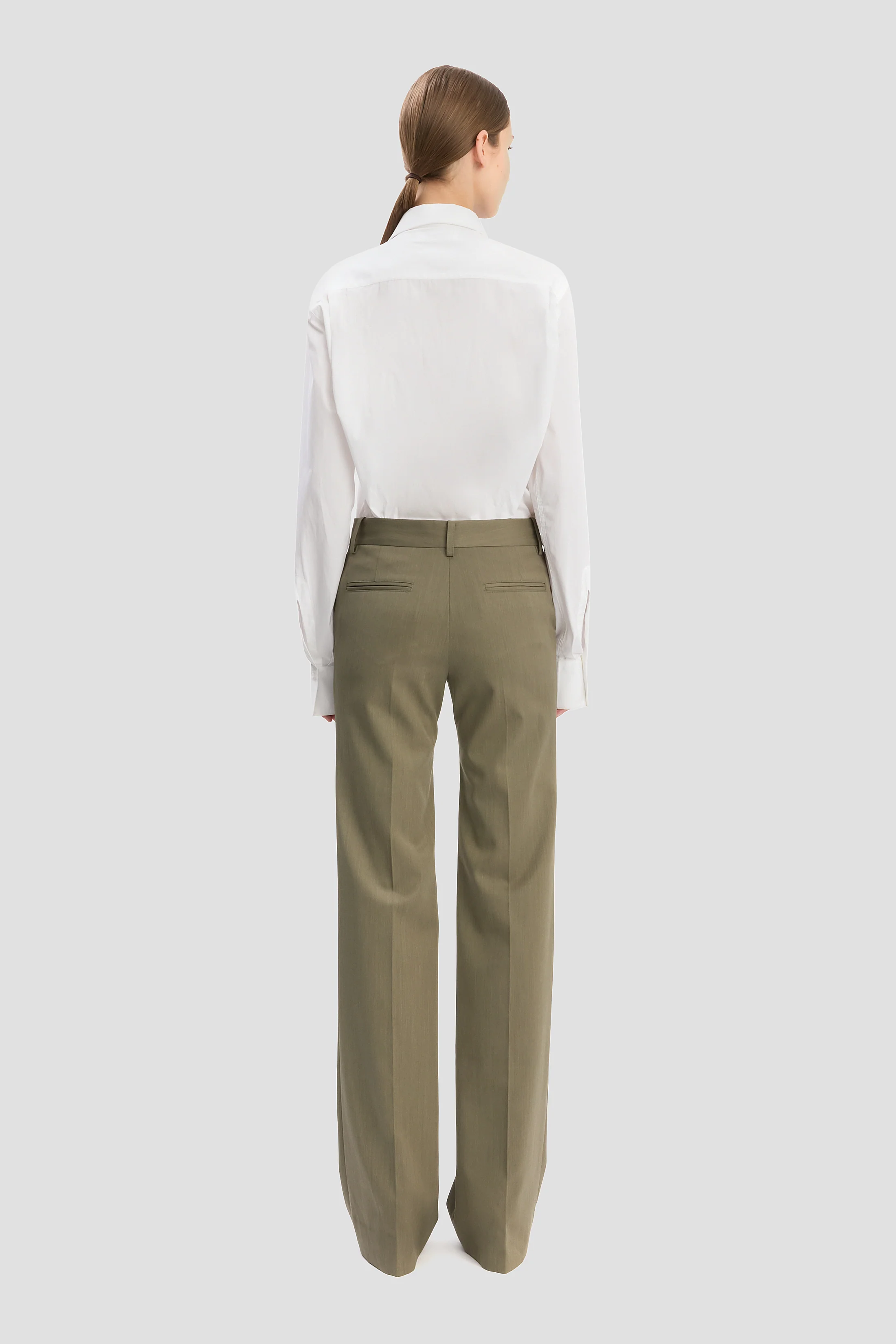 Tailored Straight Leg Trouser In Sage Melange - Image 4