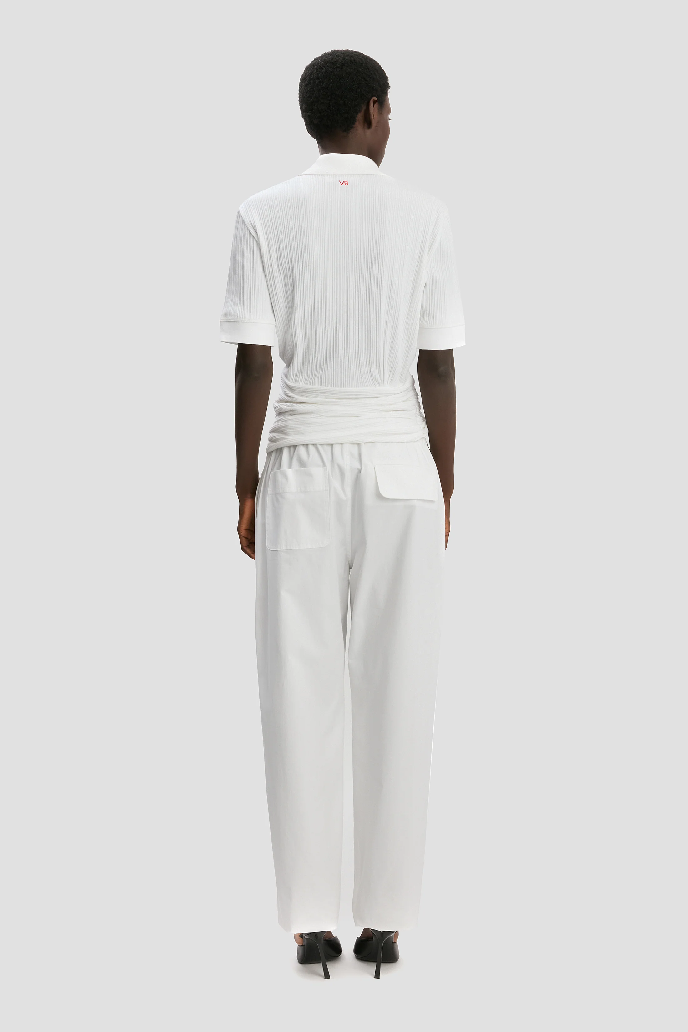 Twist Polo Top In White - Image 4