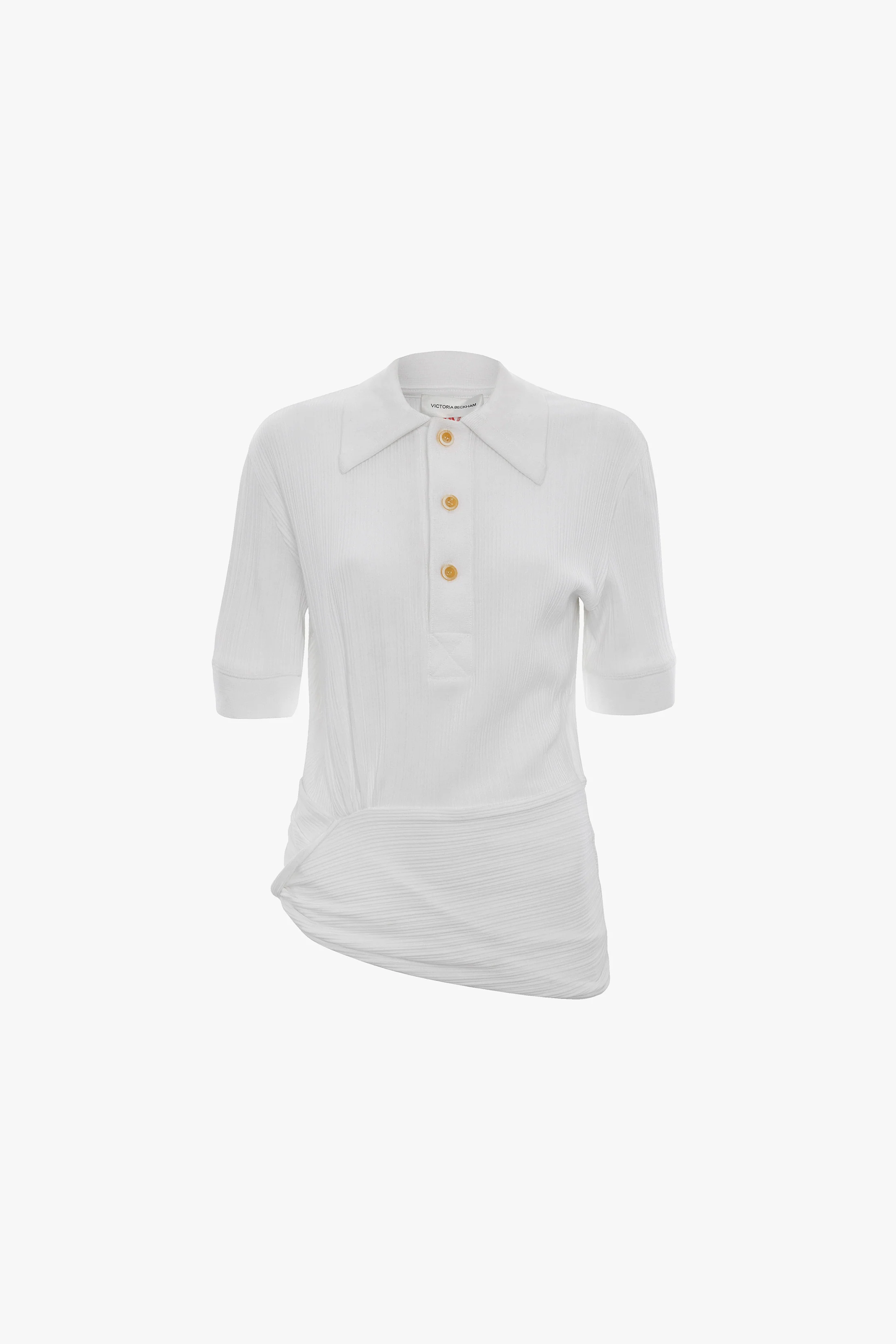 Twist Polo Top In White - Image 5