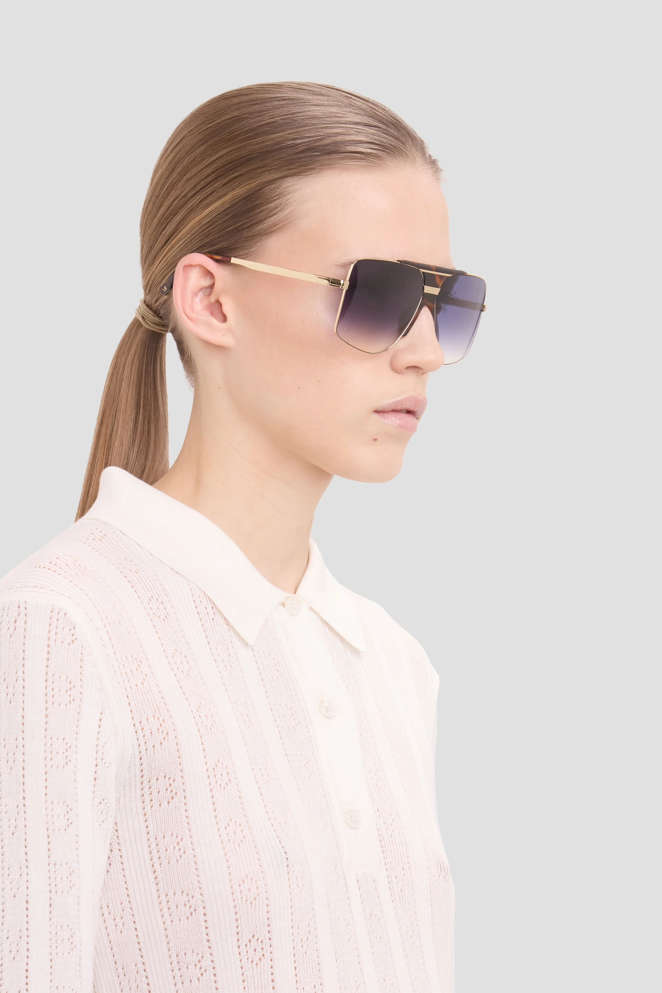Oversized Metal And Acetate Frame In Gold Havana - Image 2