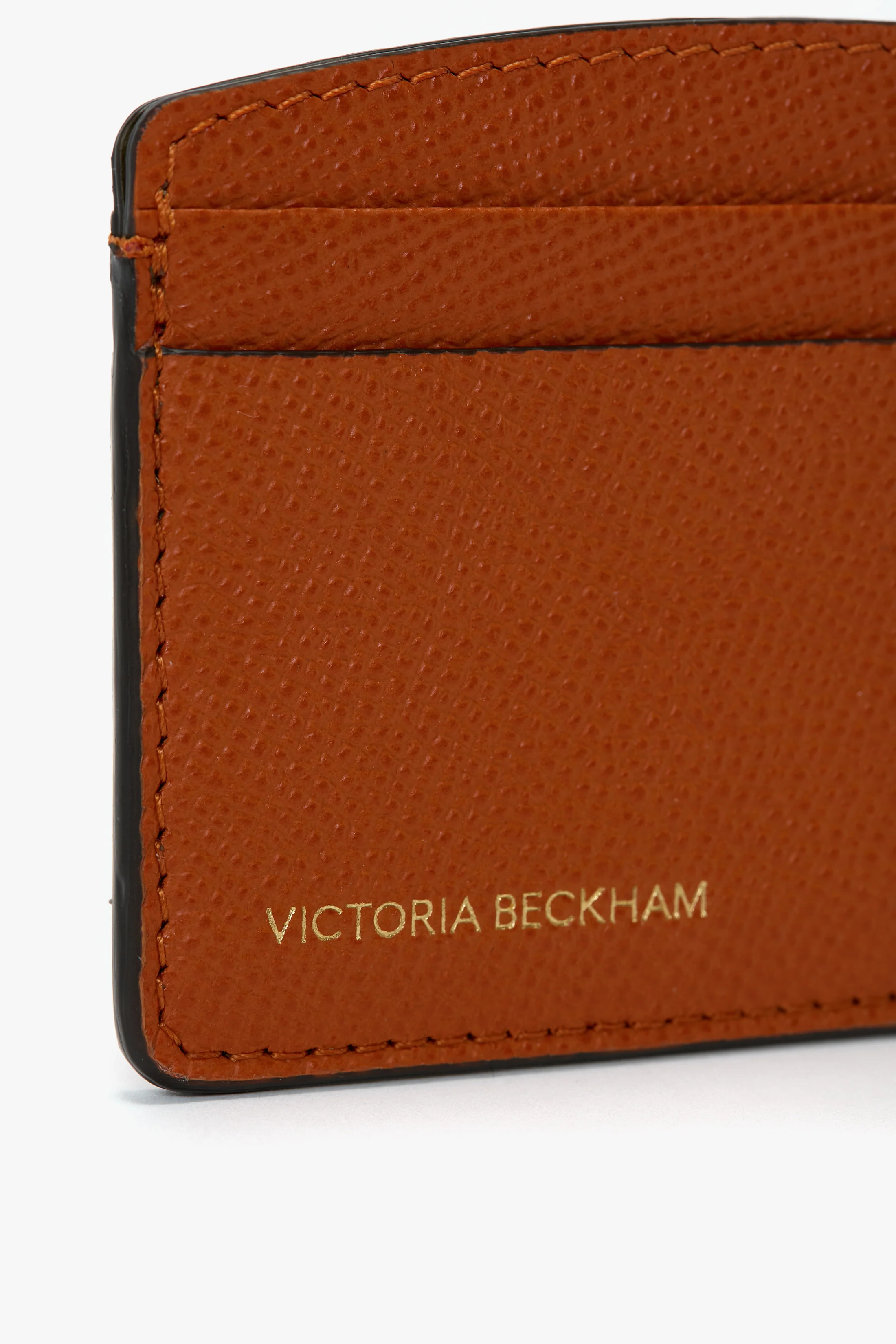 Victoria Card Holder In Burnt Orange Grained Leather - Image 4