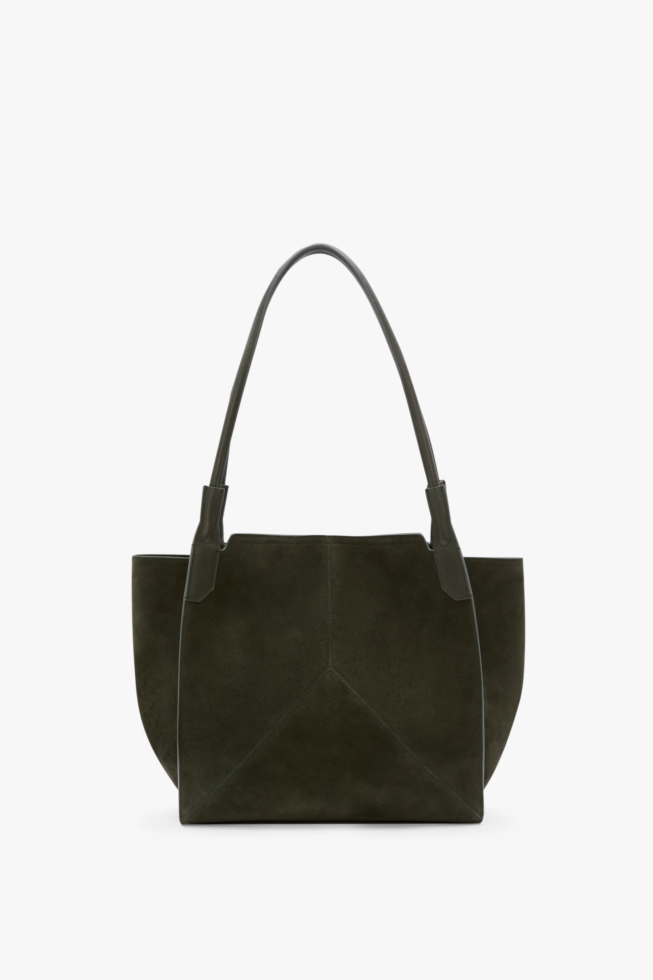 Victoria Tote Bag In Dark Olive Suede - Image 4