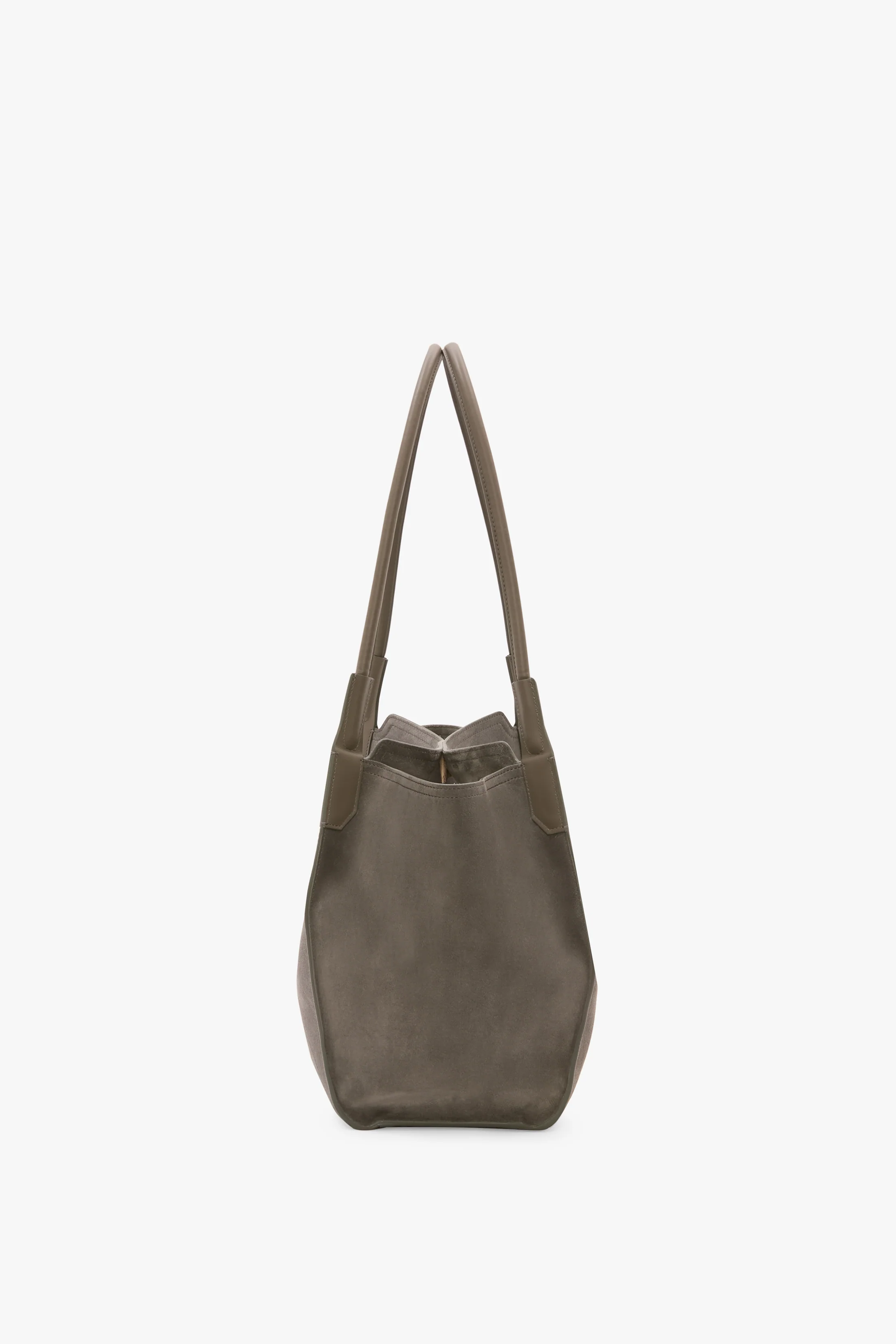 Victoria Tote Bag In Pebble Grey Suede - Image 3