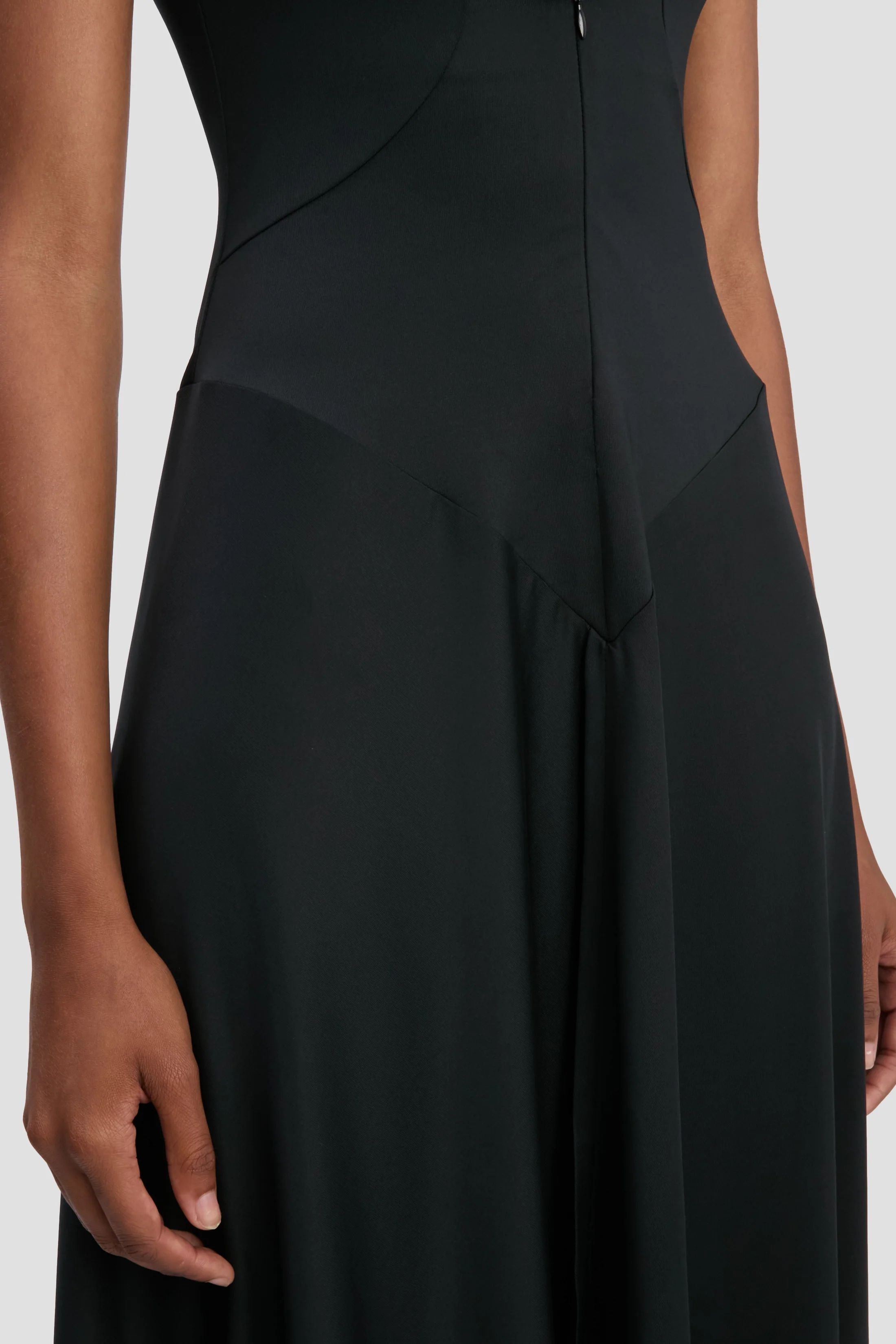Zipped Front Midi Dress In Black - Image 4