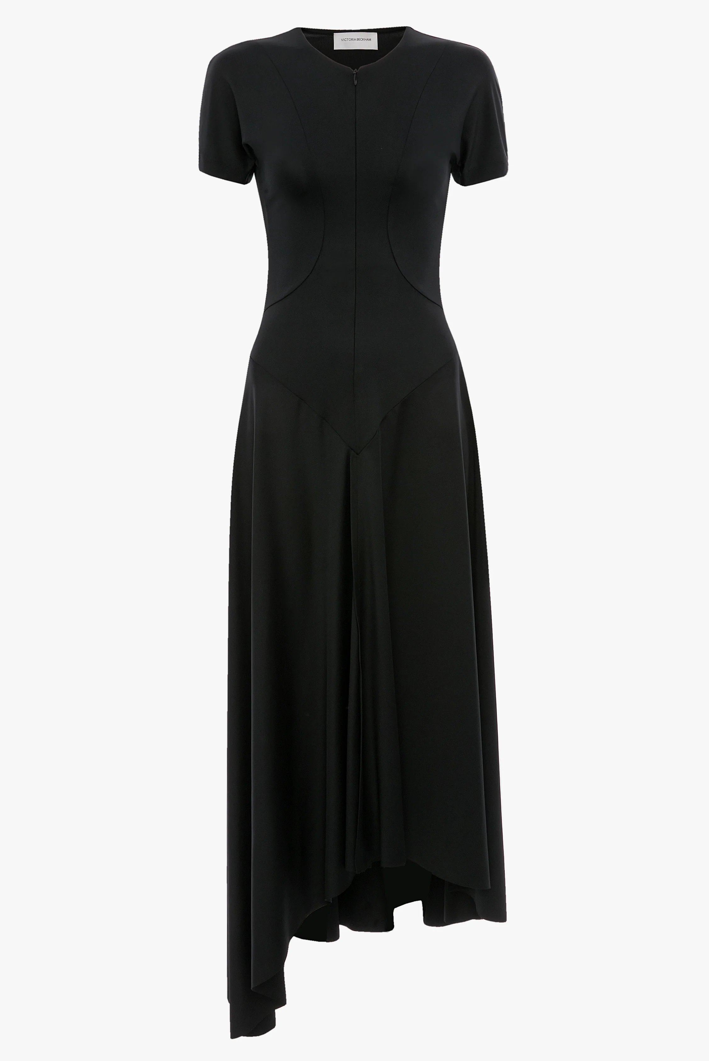 Zipped Front Midi Dress In Black - Image 6